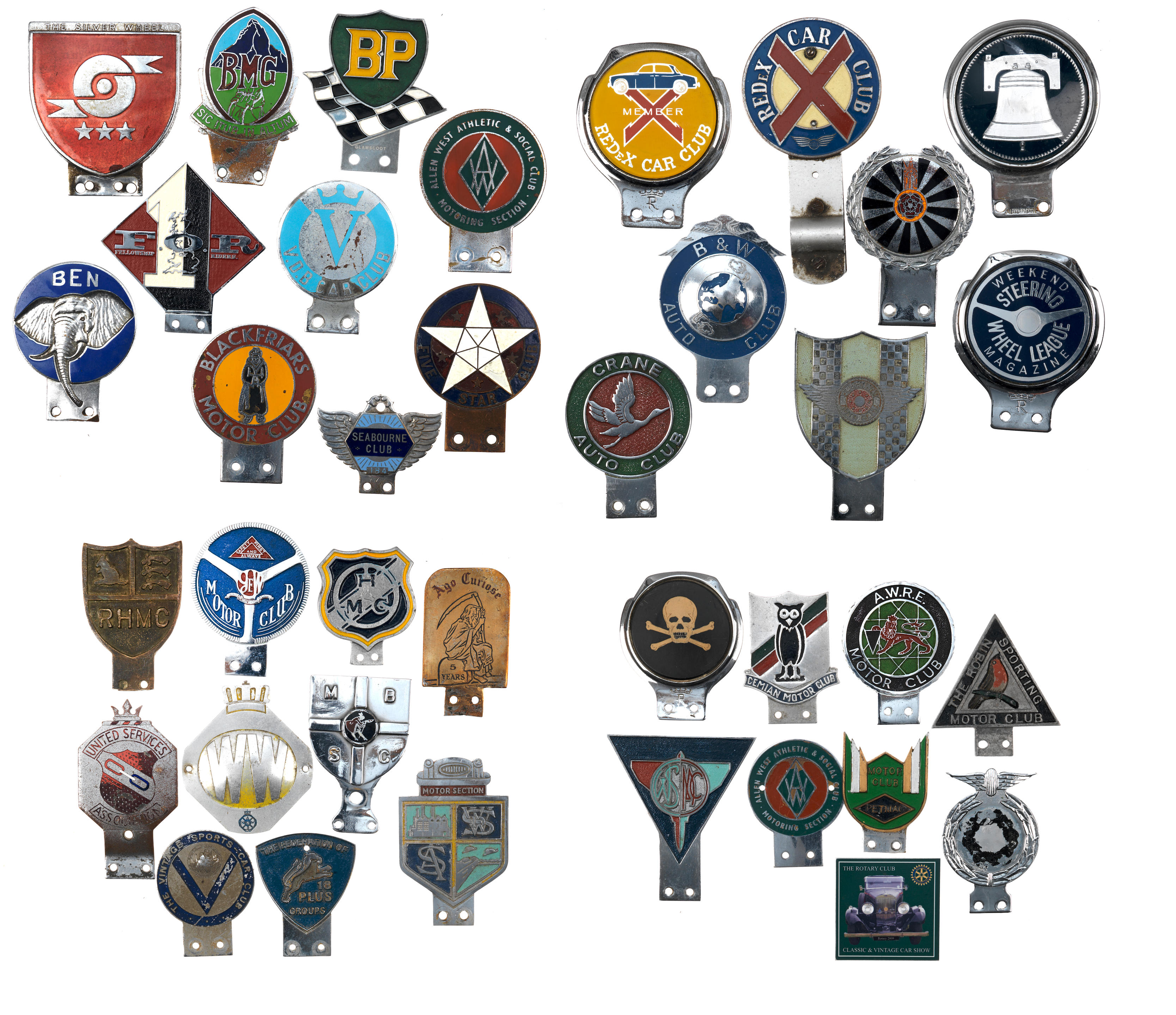 CAR BADGES FOR VARIOUS MOTOR CLUBS AND ASSOCIATIONS including 10