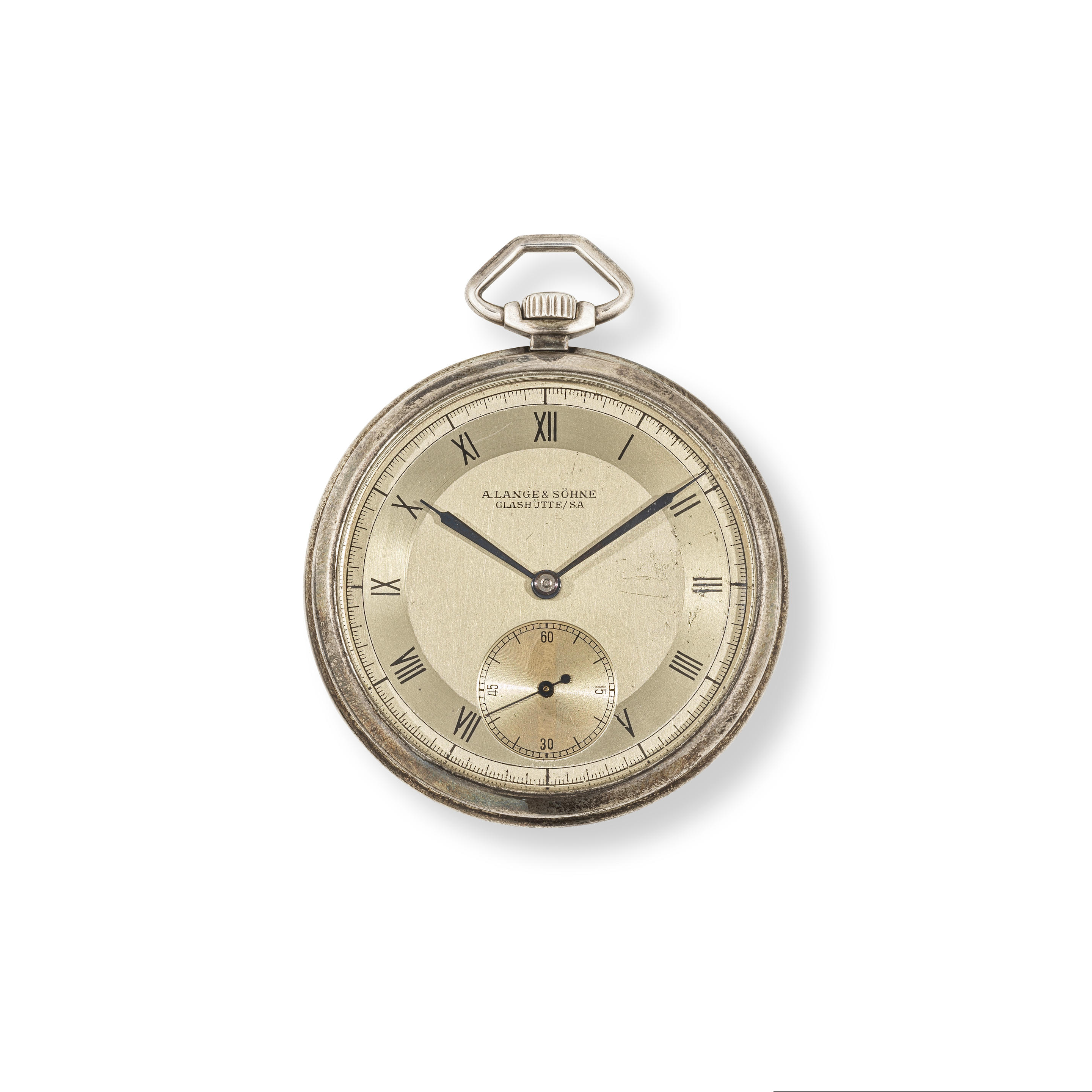 A LANGE S HNE A SILVER OPEN FACE KEYLESS WIND