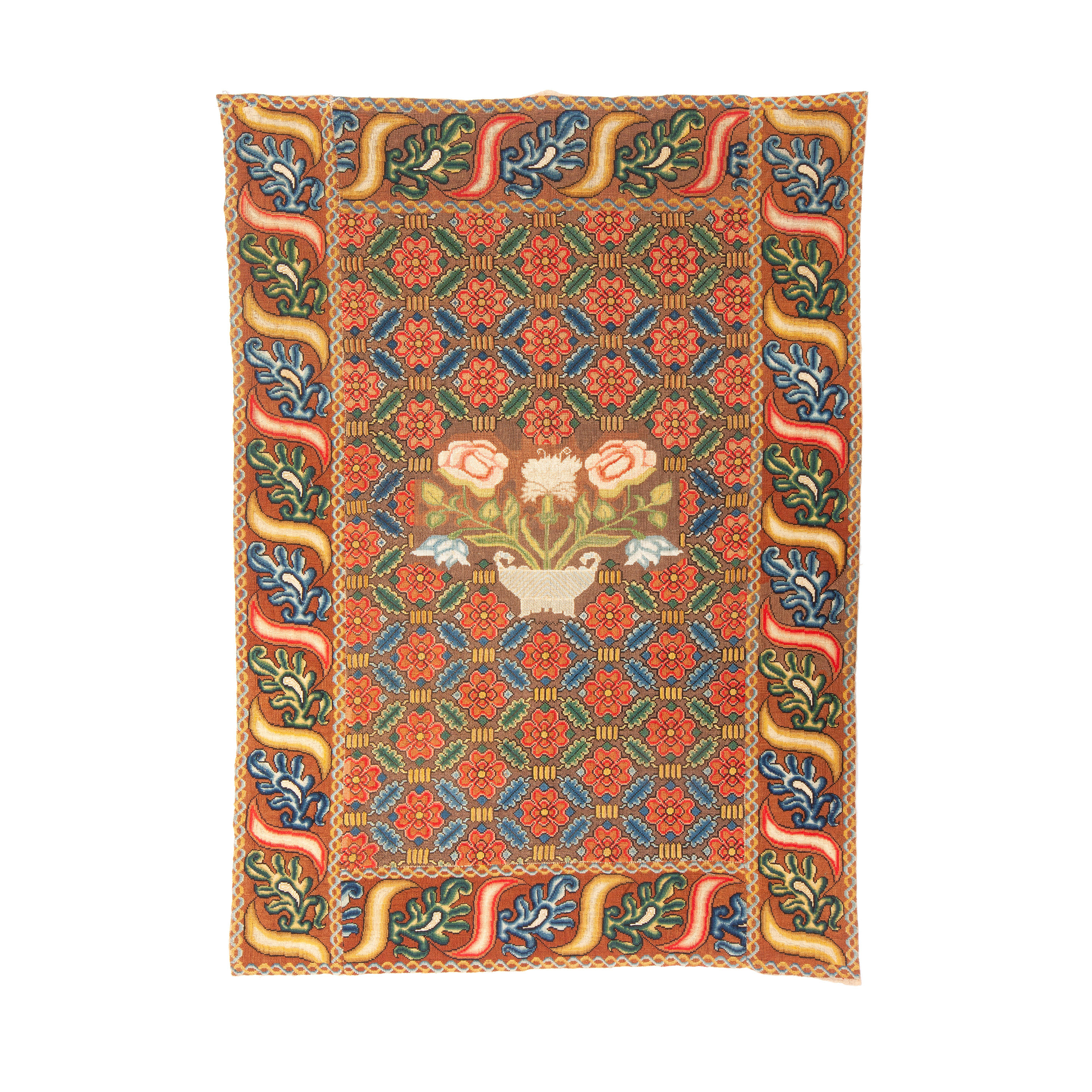 A NEEDLEWORK RUG Mid 18th century probably English The centre