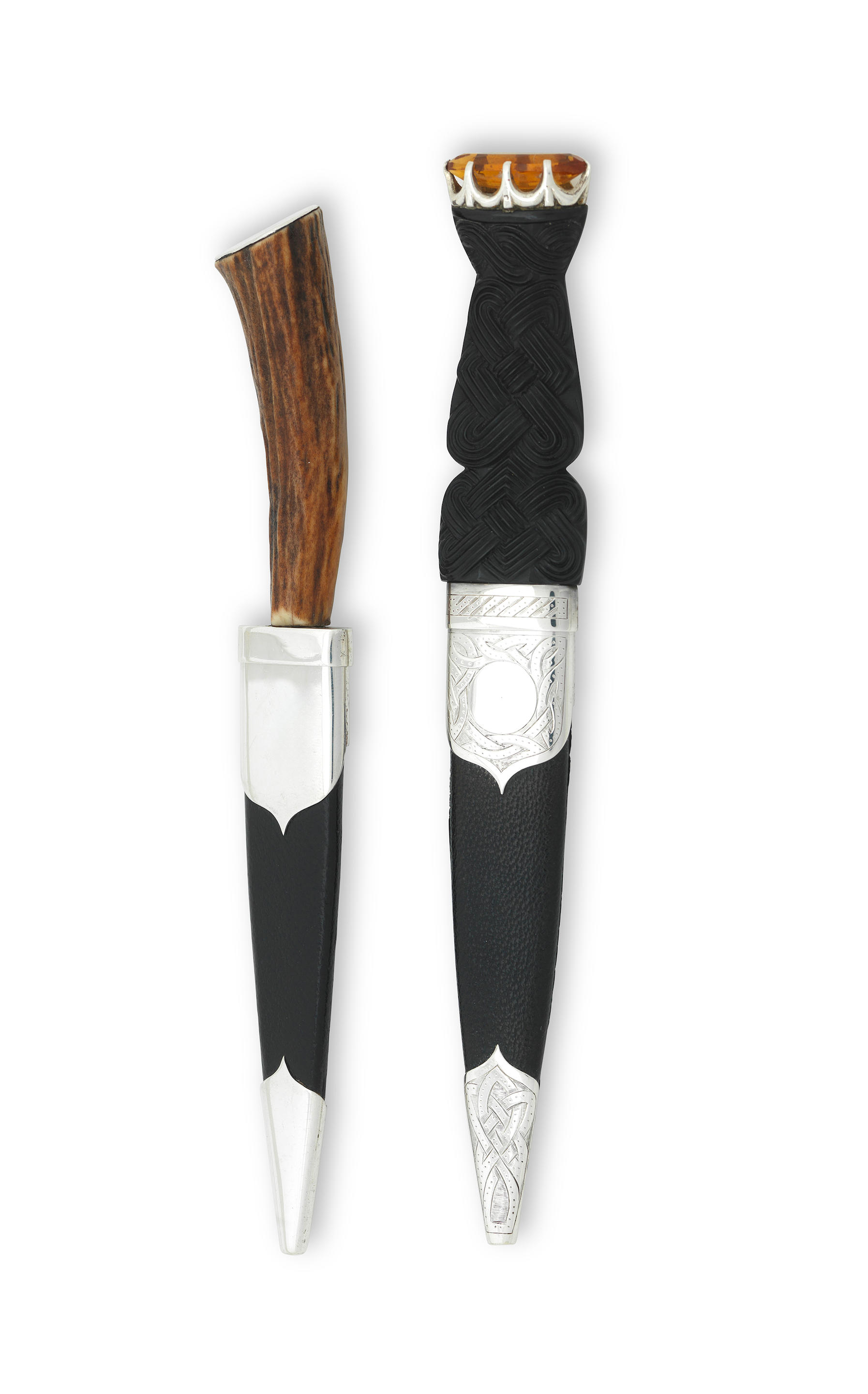 TWO SILVER MOUNTED SKEAN DHU Thomas Kerr Ebbutt Edinburgh 1965