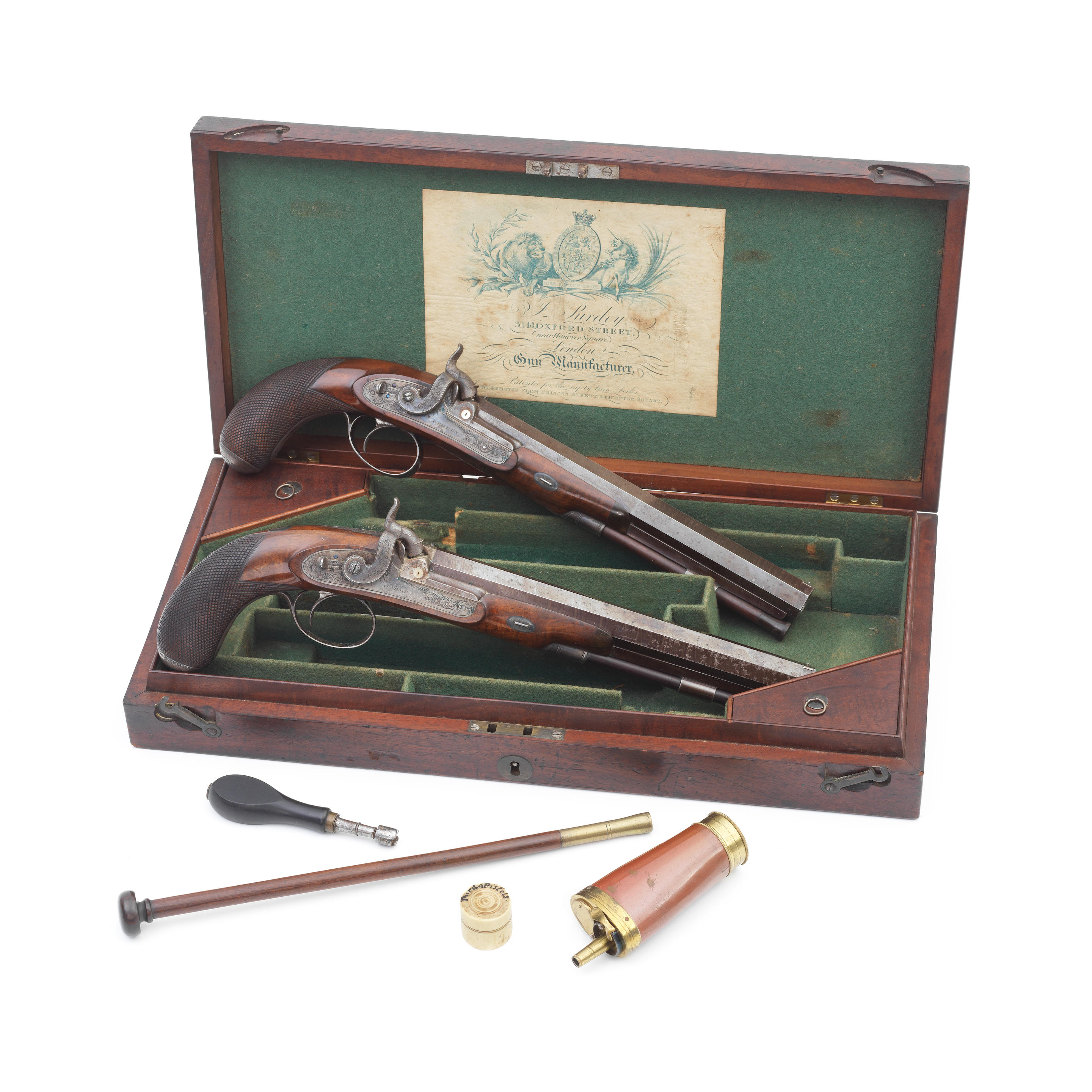 A RARE CASED PAIR OF 32 BORE PERCUSSION TARGET OR