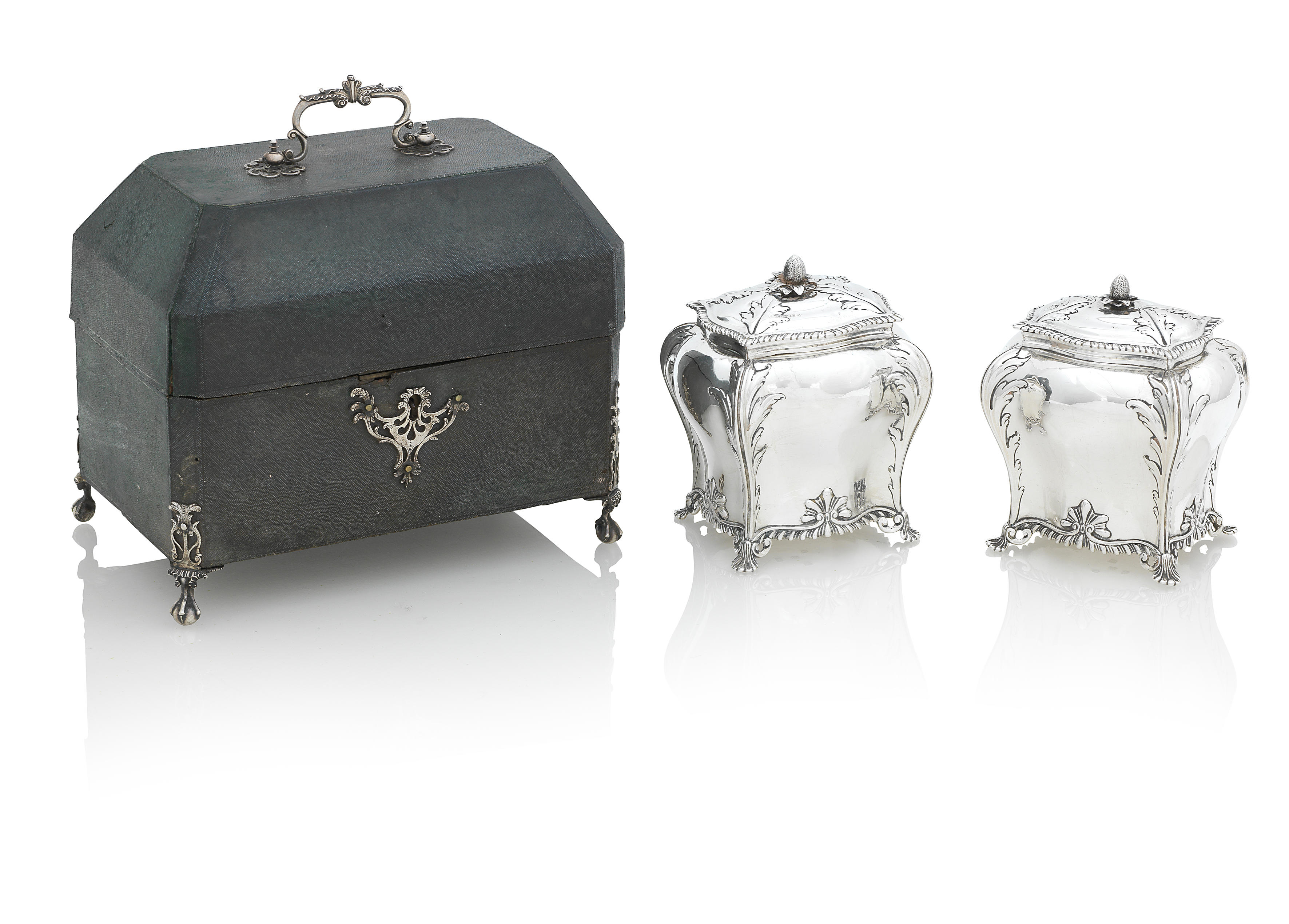A PAIR OF GEORGE III SILVER TEA CADDIES By Daniel