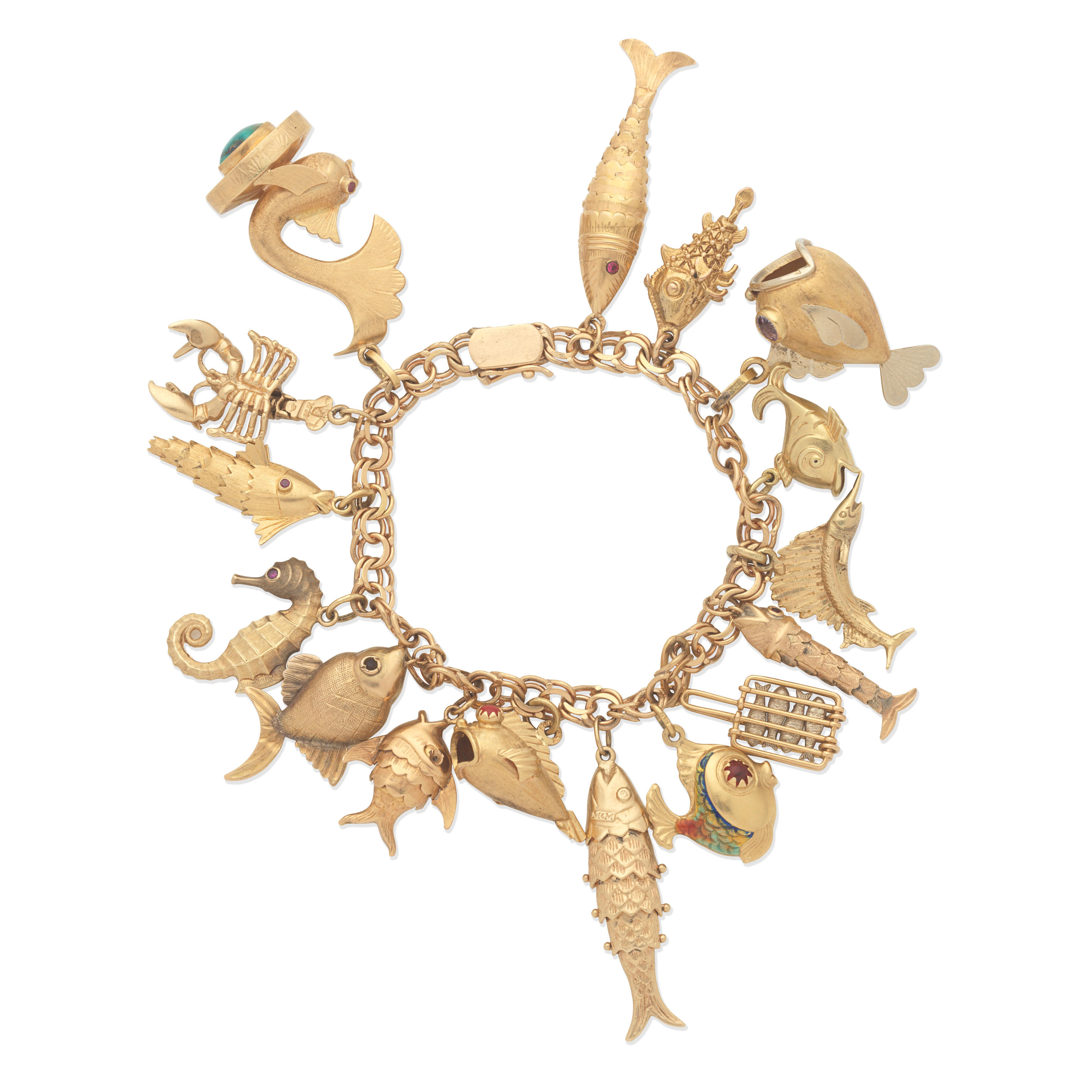 CHARM BRACELET The fancy link chain suspending fifteen fish charms