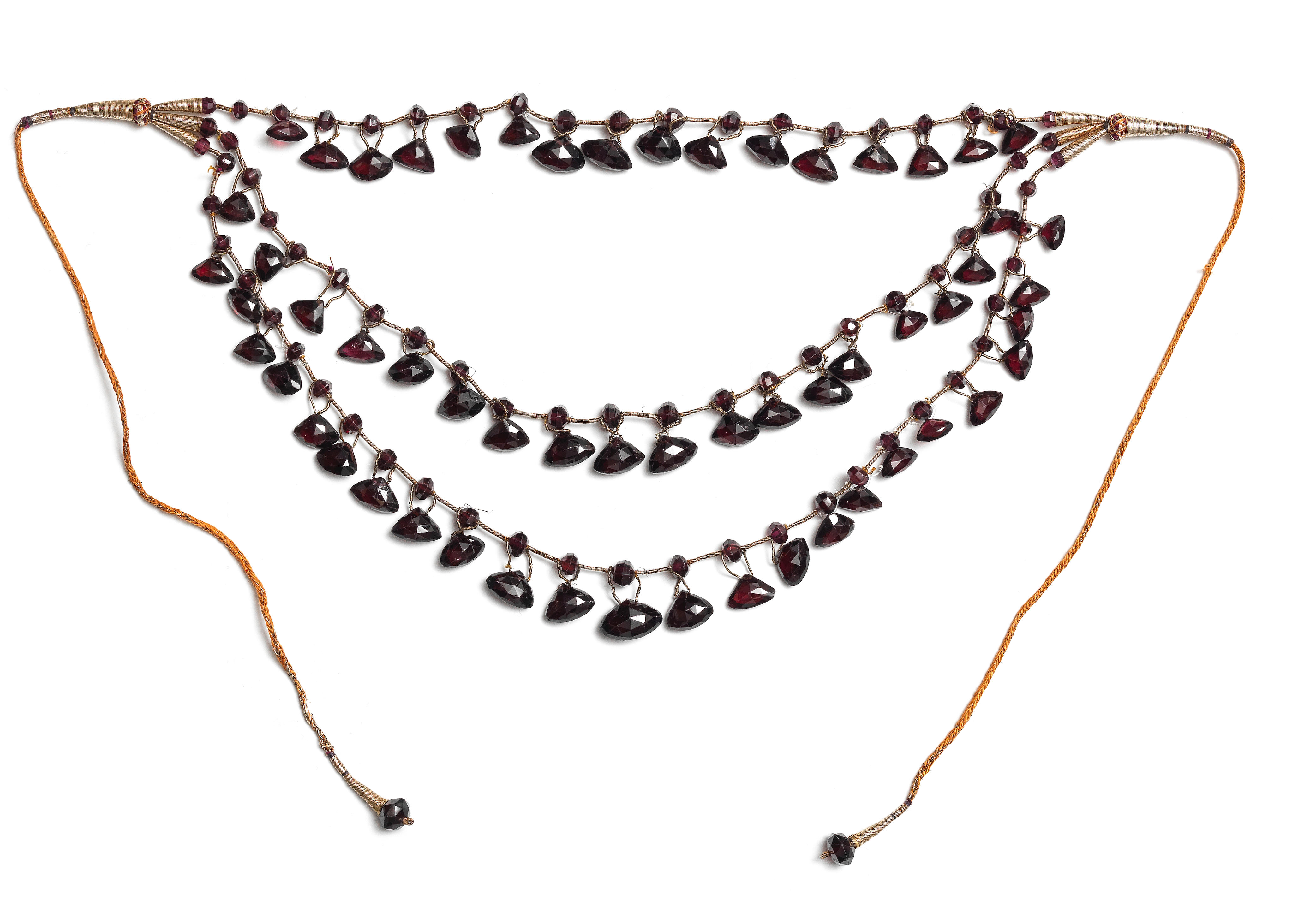 AN INDIAN GARNET NECKLACE NORTH INDIA 19TH CENTURY comprising three