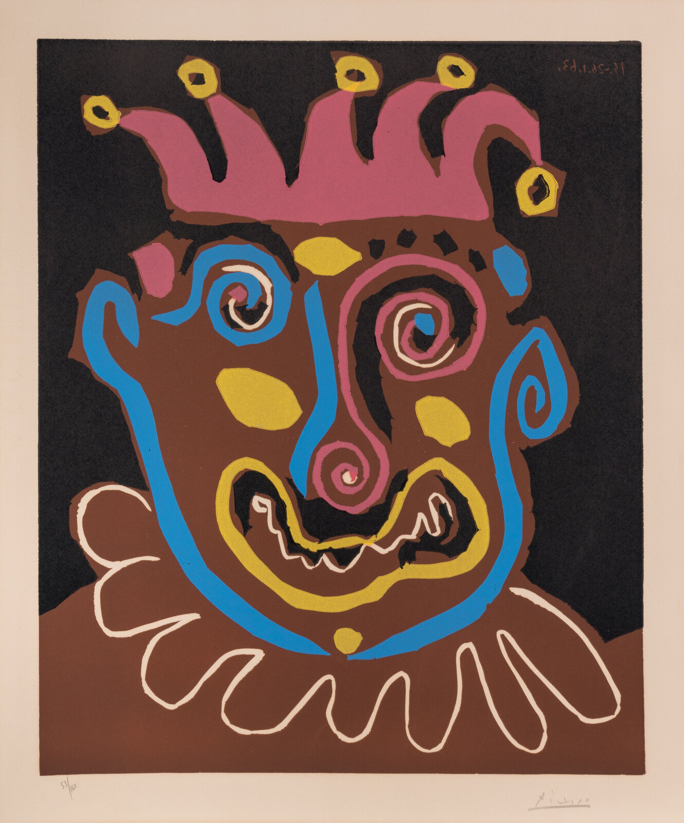 Pablo Picasso Spanish 1881 1973 Le vieux bouffon 1963 linocut