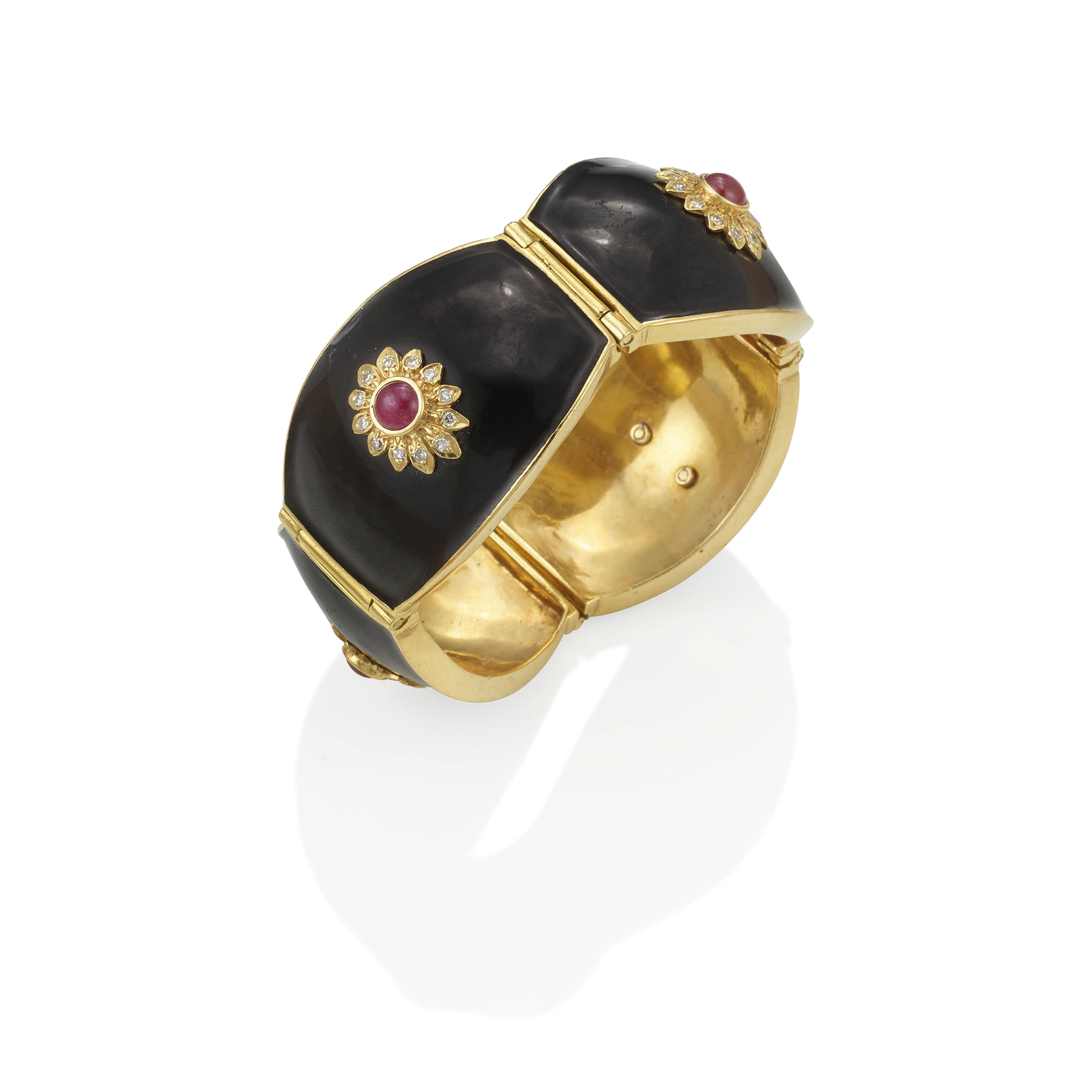 CELLINO AN 18K GOLD RUBY DIAMOND AND ENAMEL BRACELET Featuring