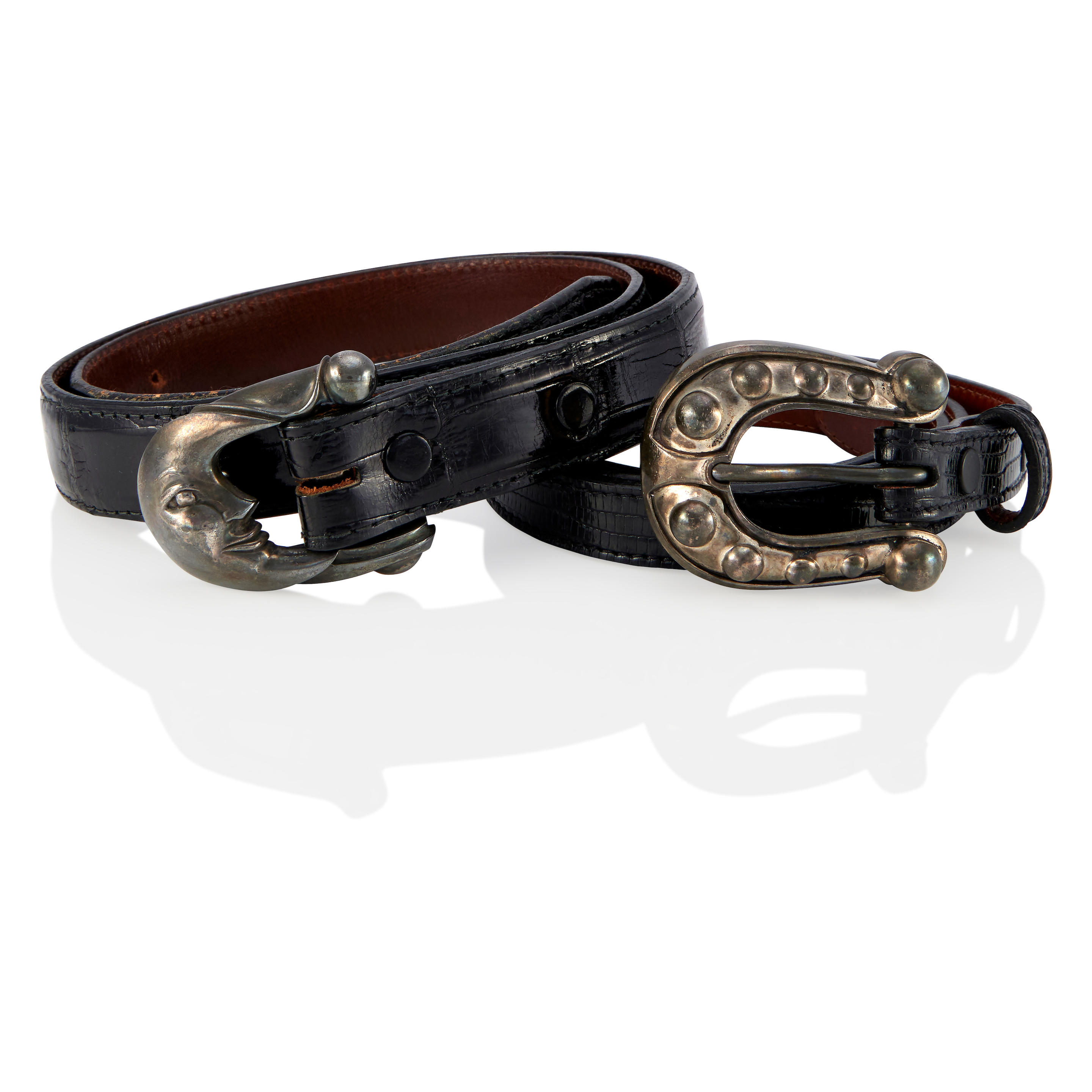 BARRY KIESELSTEIN CORD TWO SILVER BELTS Sterling silver Alligator and