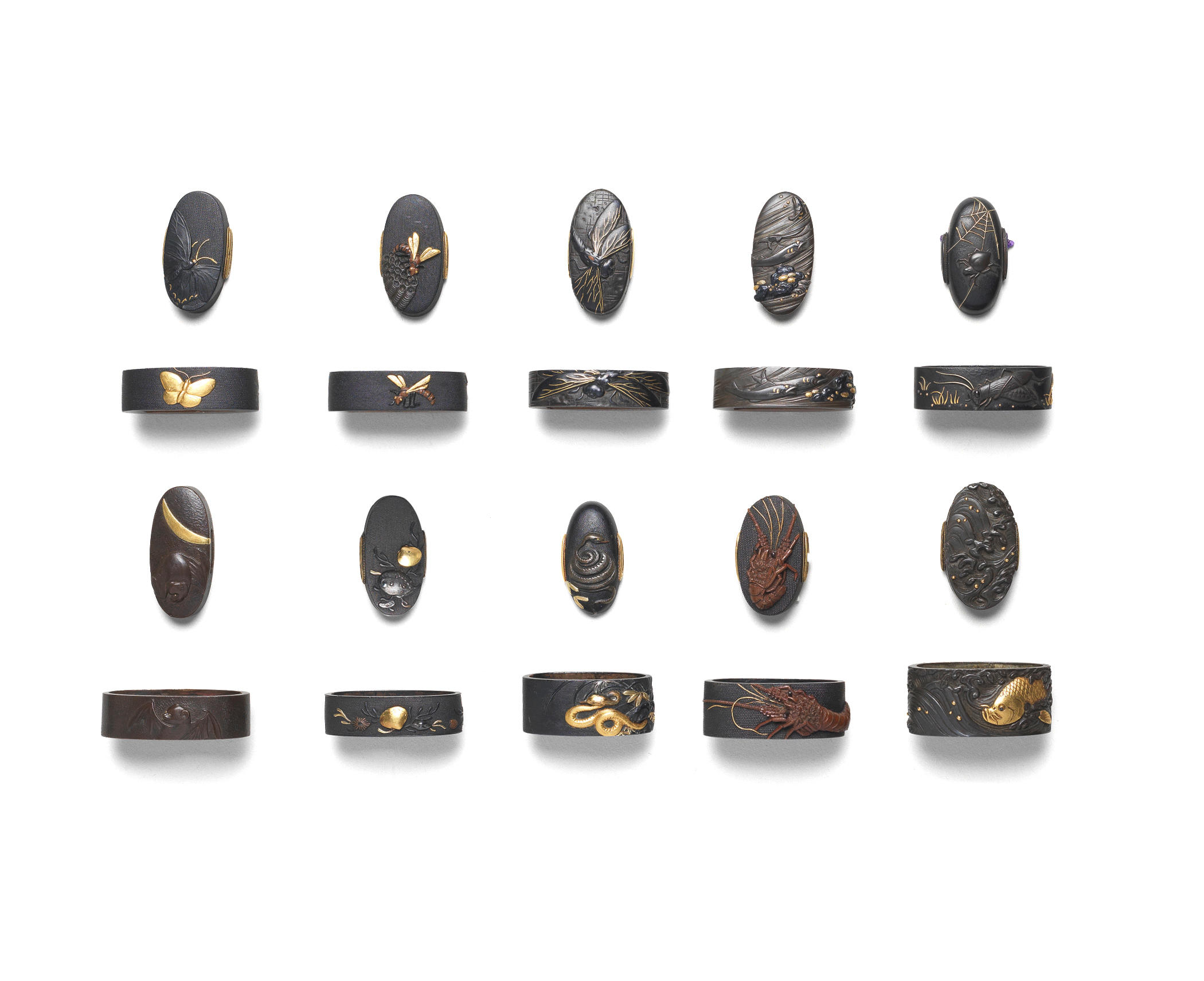 TEN FUCHI GASHIRA HILT COLLARS AND POMMELS Edo period 1615