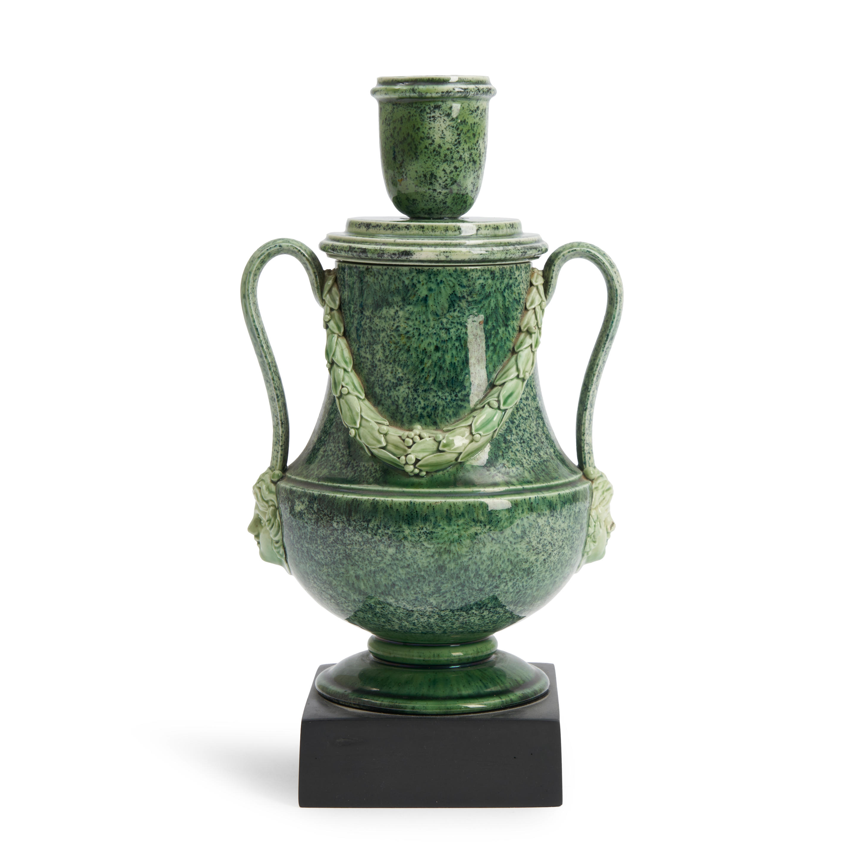 WEDGWOOD BENTLEY GREEN GLAZED PORPHYRY VASE AND COVER England c