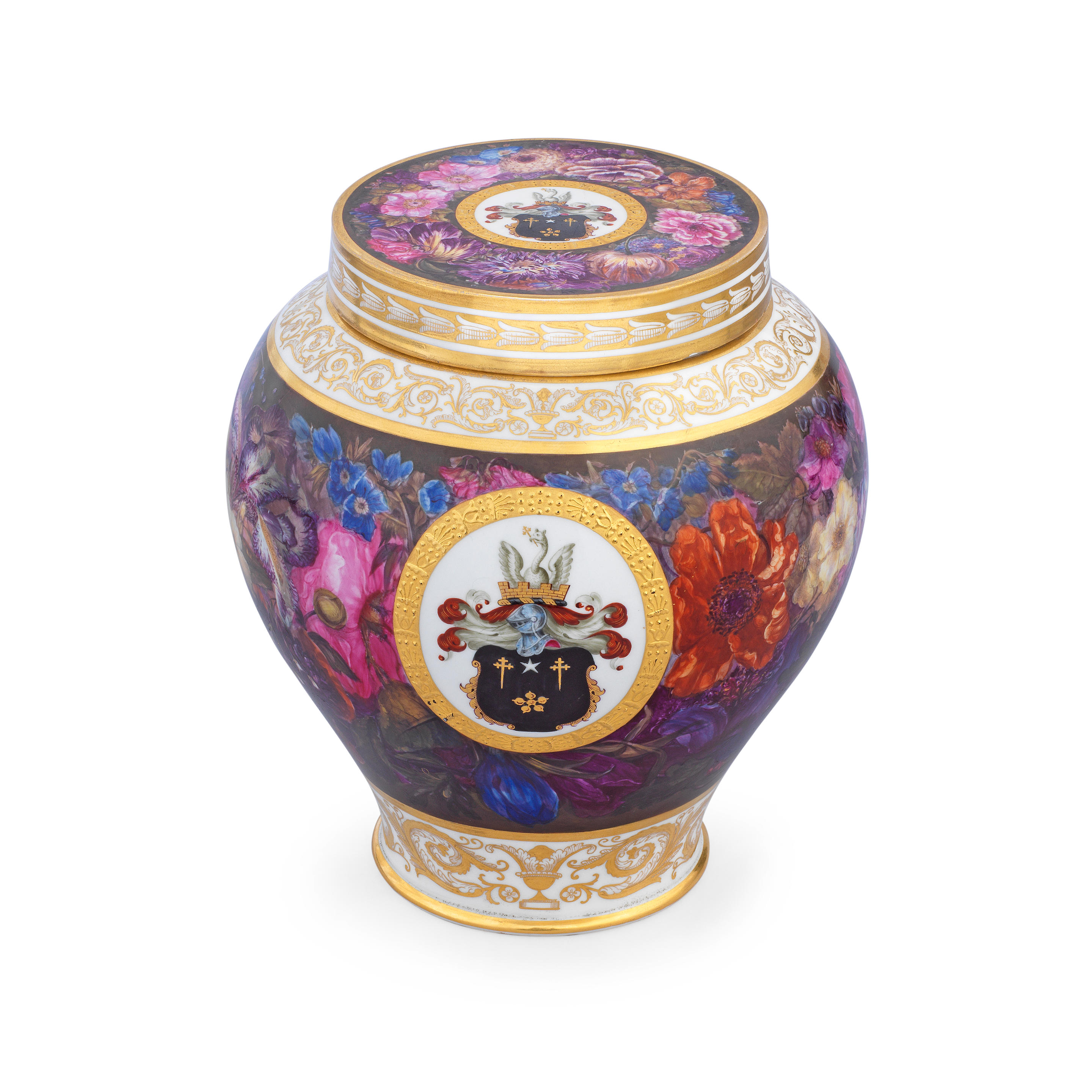 AN IMPORTANT FLIGHT BARR AND BARR WORCESTER ARMORIAL VASE AND