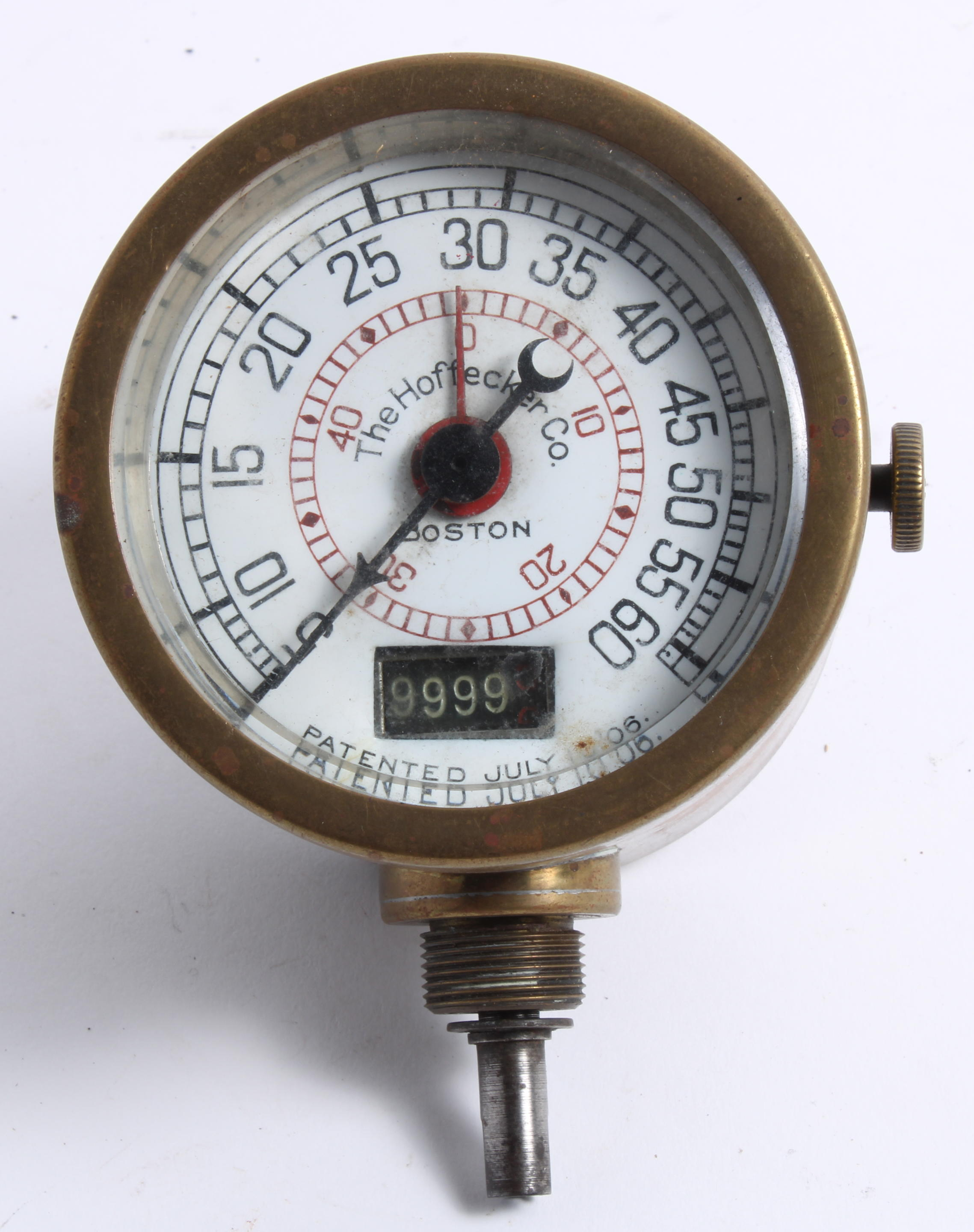 A HOFFECKER CO SPEEDOMETER AMERICAN PATENTED 1906 enamelled dial numbered