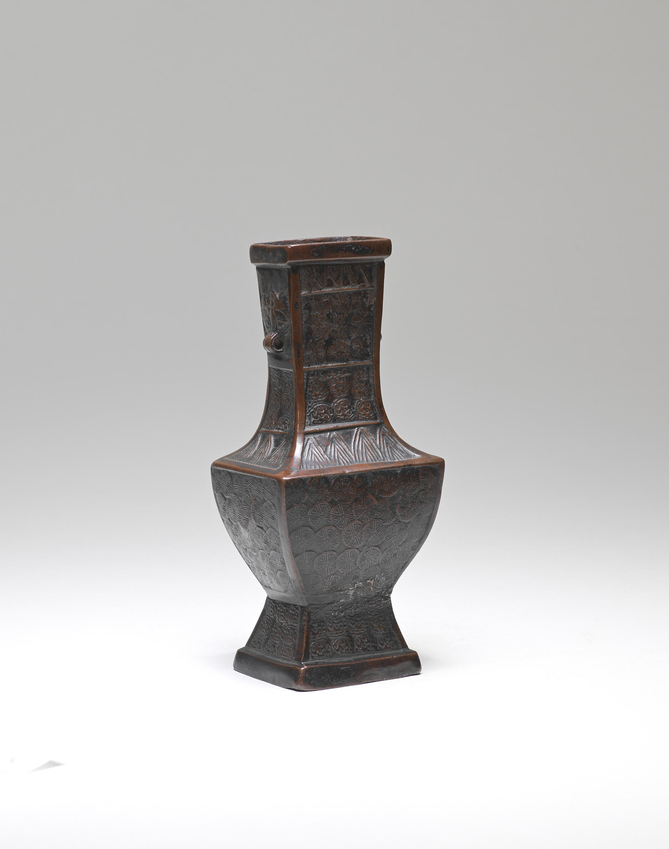 A BRONZE RECTANGULAR PEAR SHAPED VASE Song Yuan Dynasty Of
