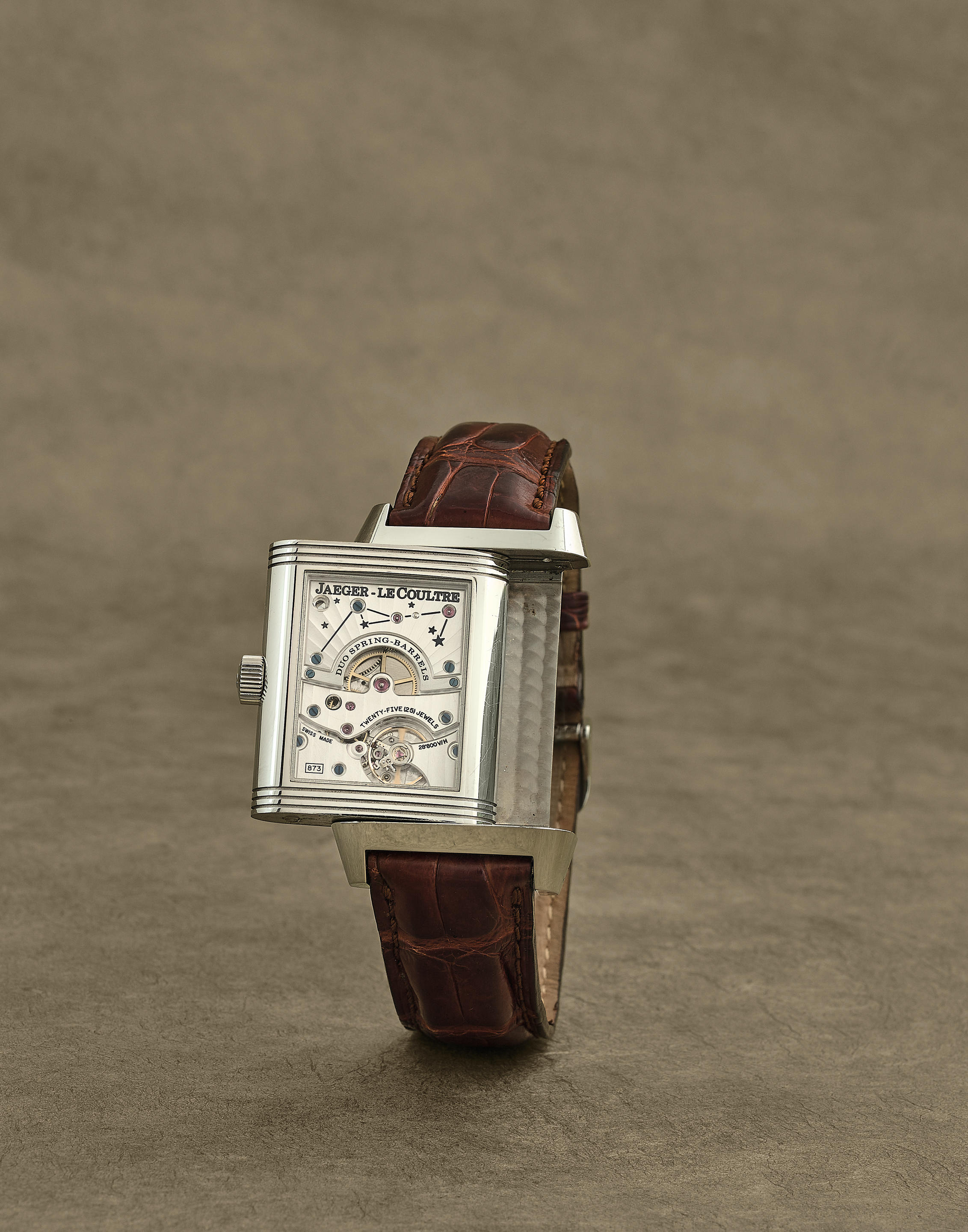 JAEGER LECOULTRE MONTRE BRACELET EN ACIER RECTANGULAIRE R VERSIBLE AVEC