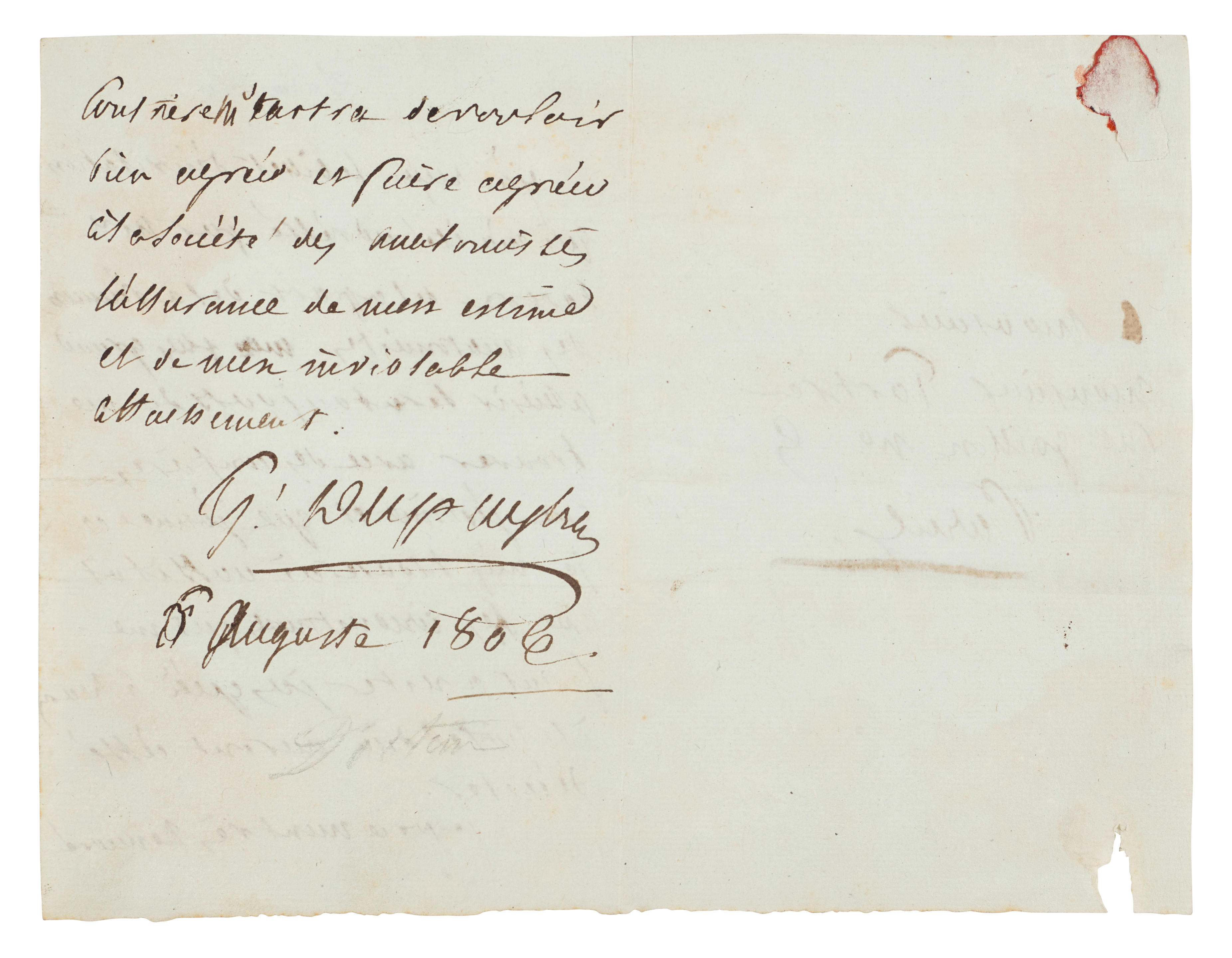 DUPUYTREN GUILLAUME 1777 1835 Two letters and a portrait 1