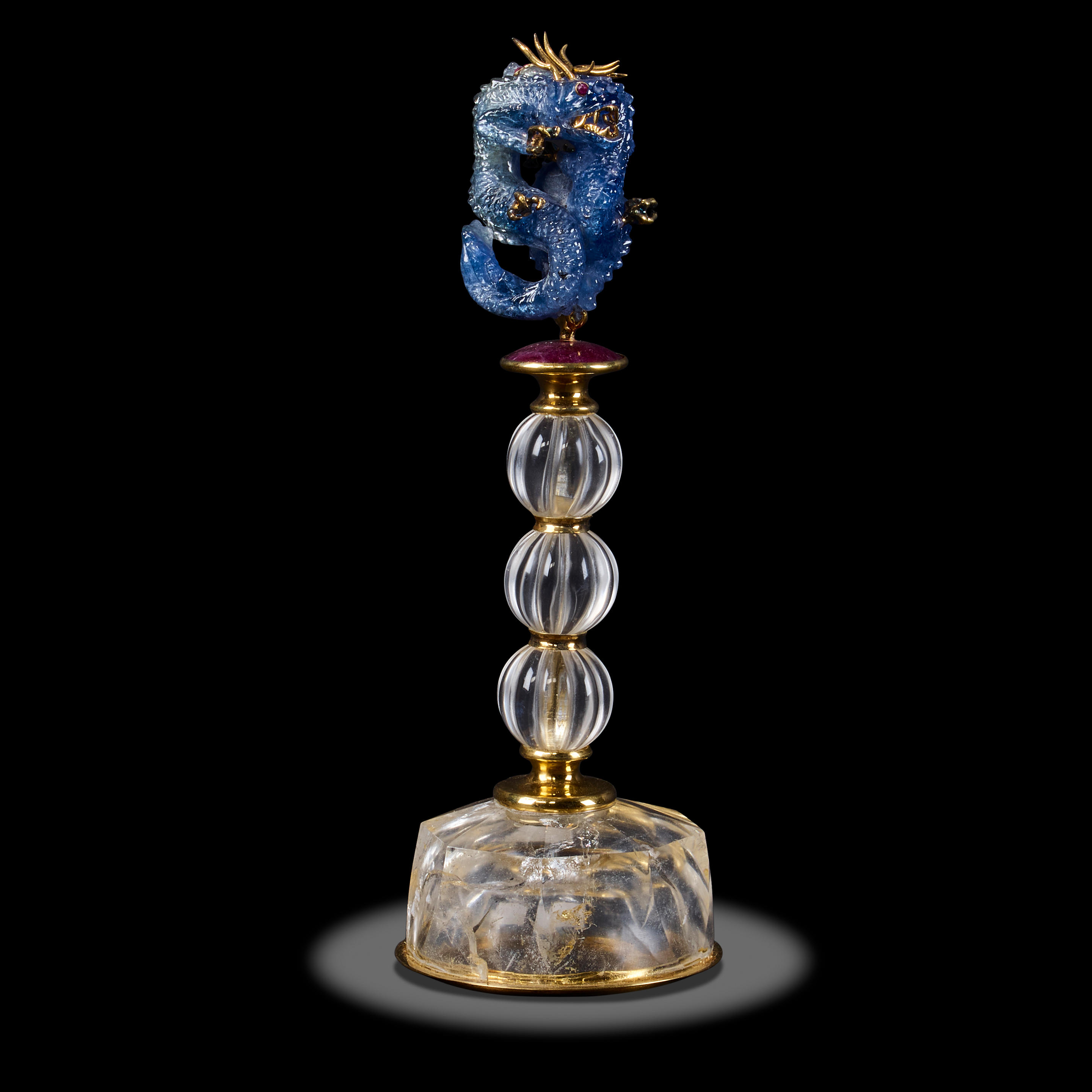 TANZANITE CARVING OF TWO DRAGONS BY LUIS ALBERTO QUISPE APARICIO