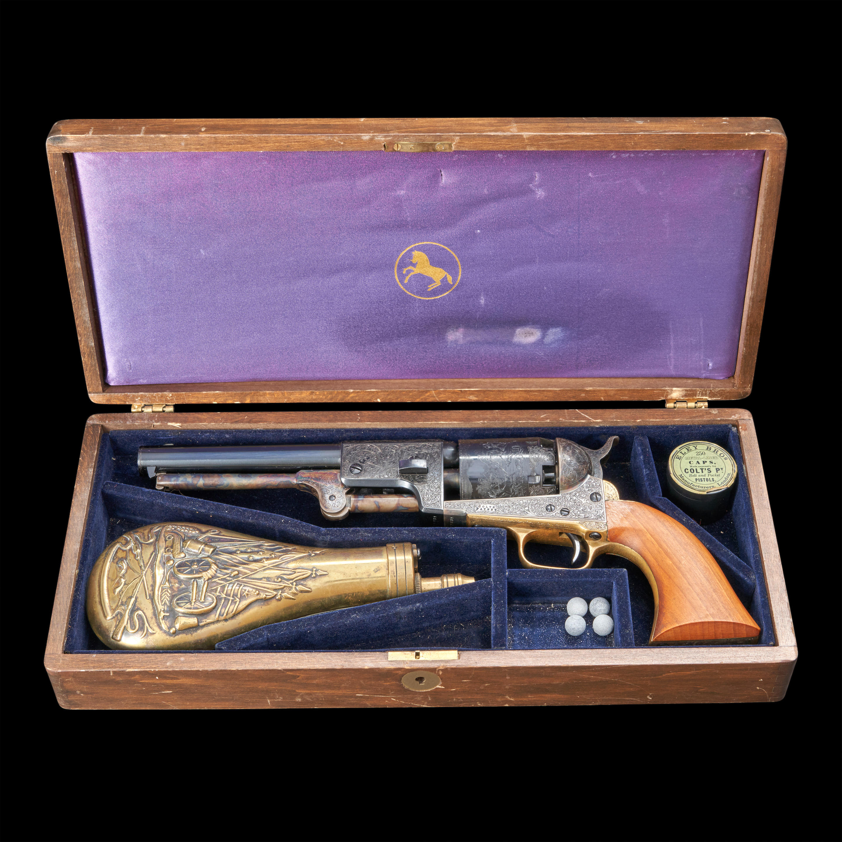 ENGRAVED COLT THIRD MODEL DRAGOON REVOLVER AND CASE SECOND GENERATION