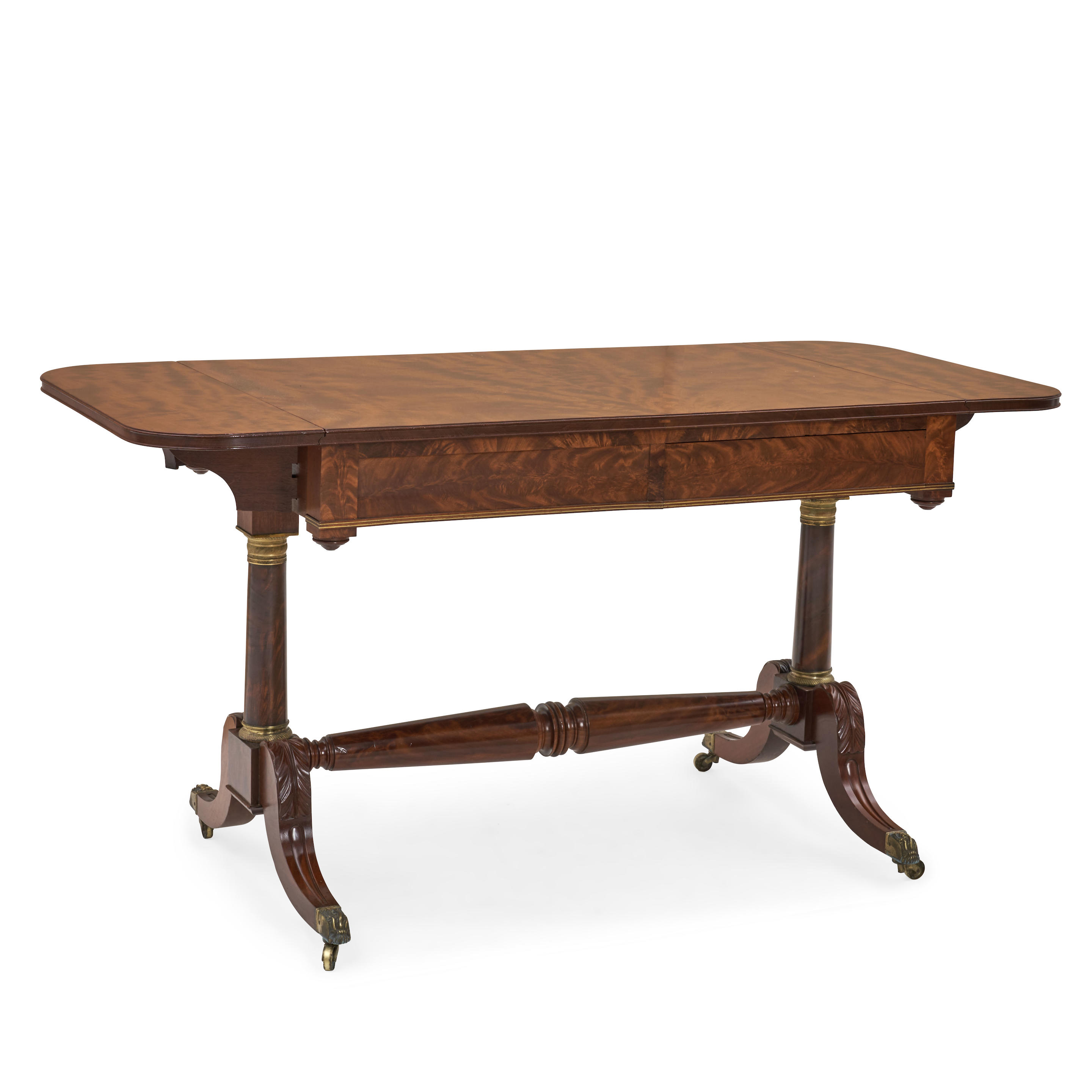 CLASSICAL MAHOGANY AND MAHOGANY VENEERED CHERRY SOFA TABLE attributed to