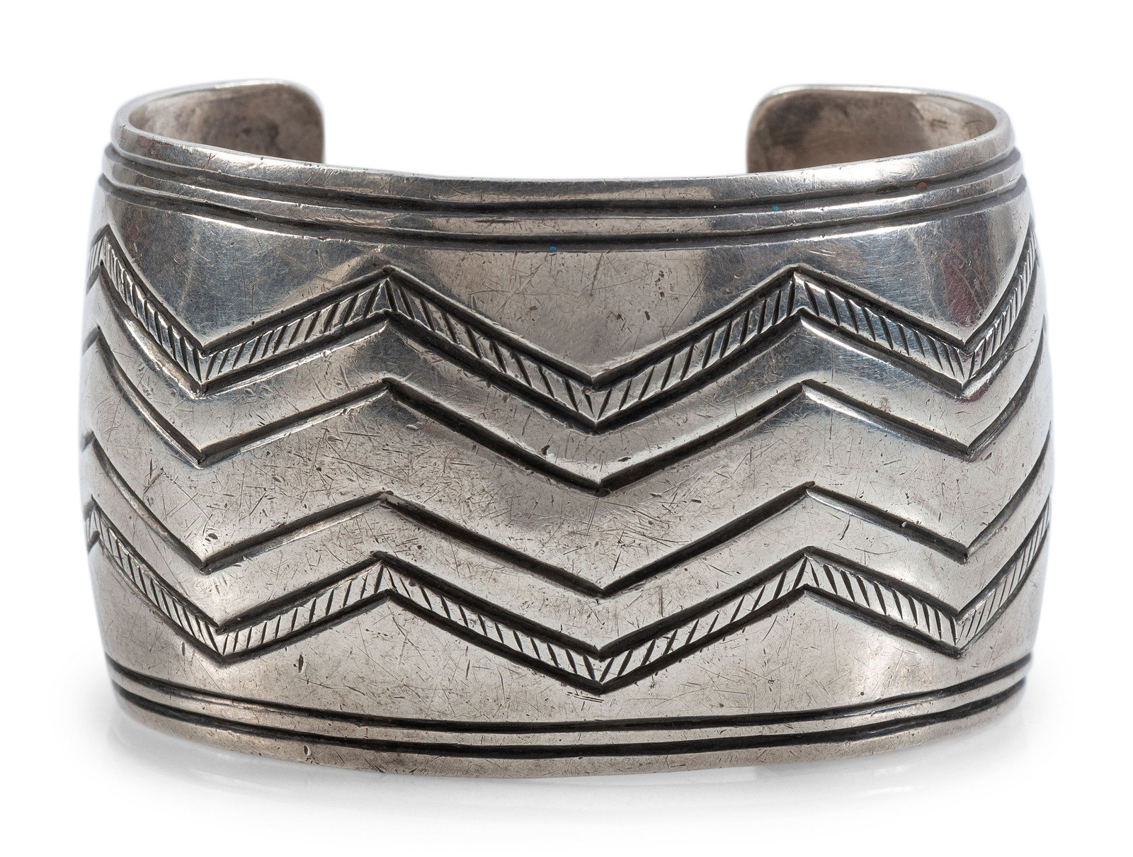 Vidal Aragon Kewa b 1923 Chiseled Silver Cuff Bracelet marked