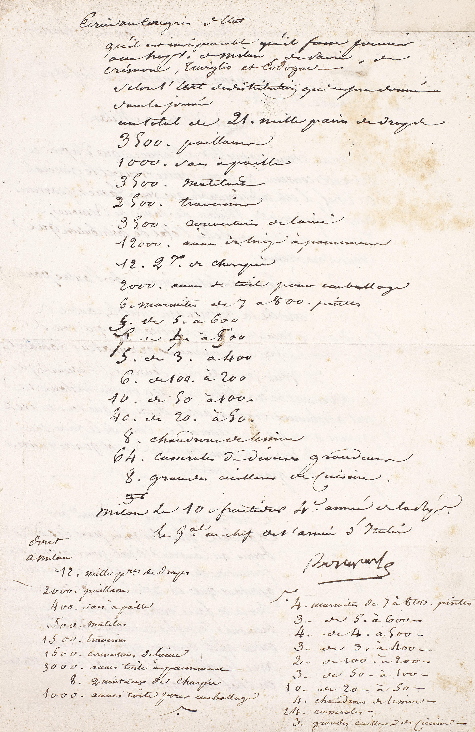 NAPOLEON BONAPARTE Document signed Bonaparte as Chief of the Army