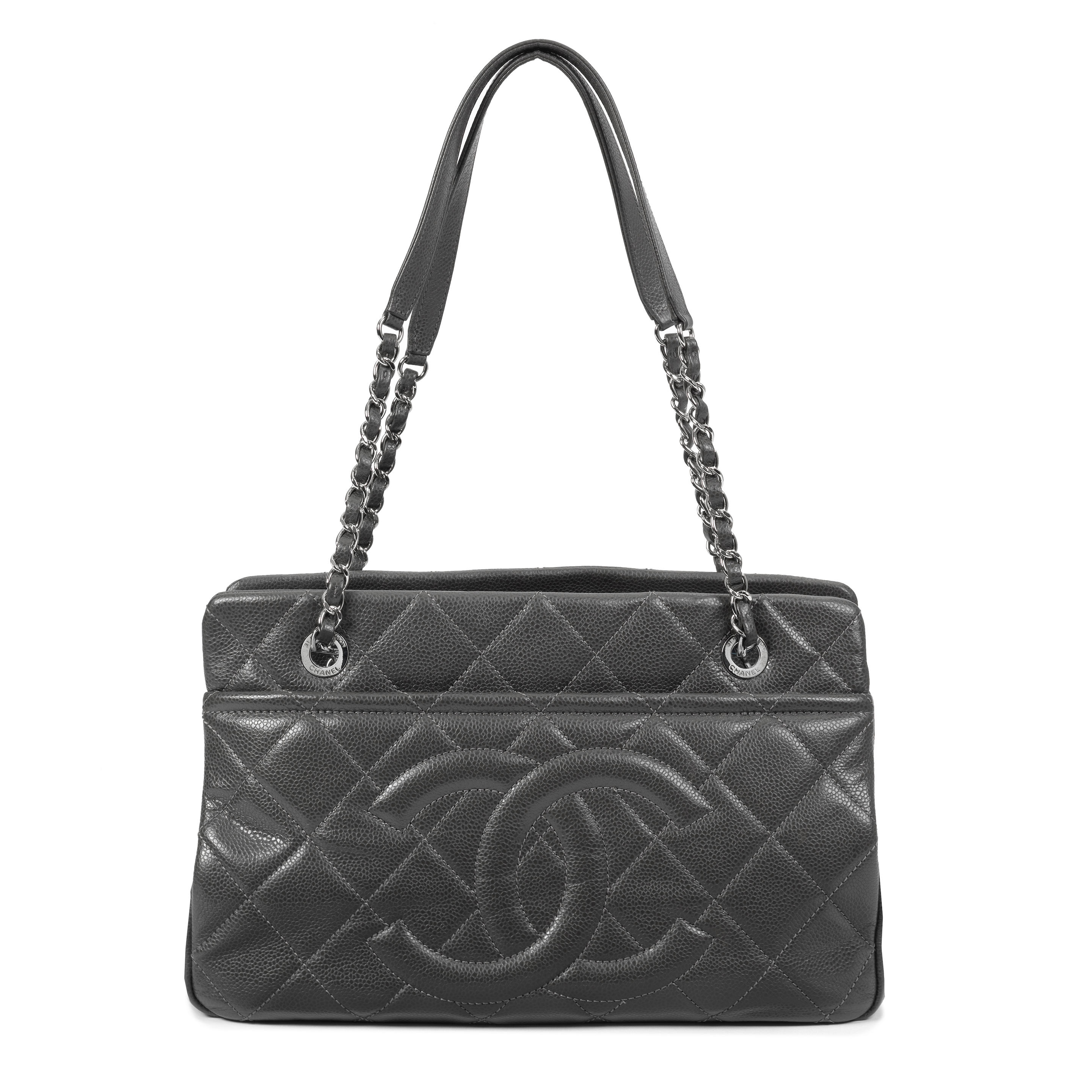 CHANEL A GREY CAVIAR LEATHER TIMELESS SHOULDER BAG 2012 Quilted