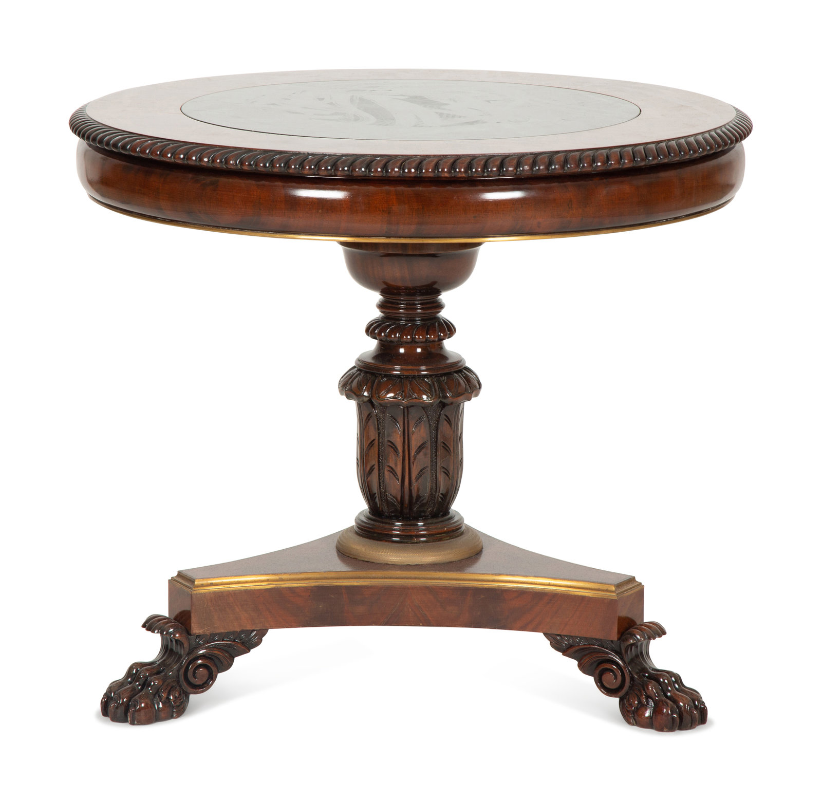 A Regency Style Mahogany and Rosewood Crossbanded Center Table with