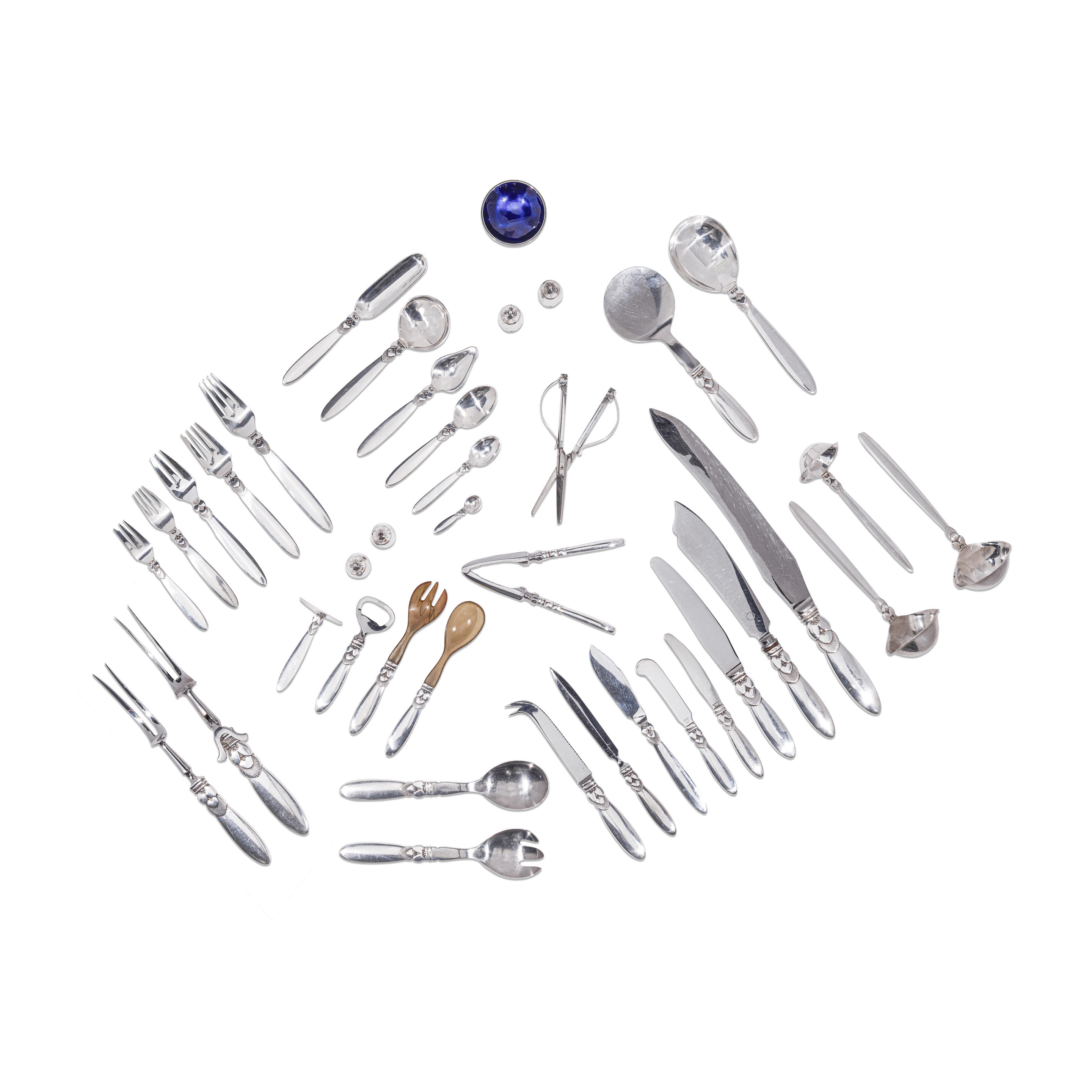 GEORG JENSEN 1866 1935 Cactus Pattern Flatware Service For Twelve