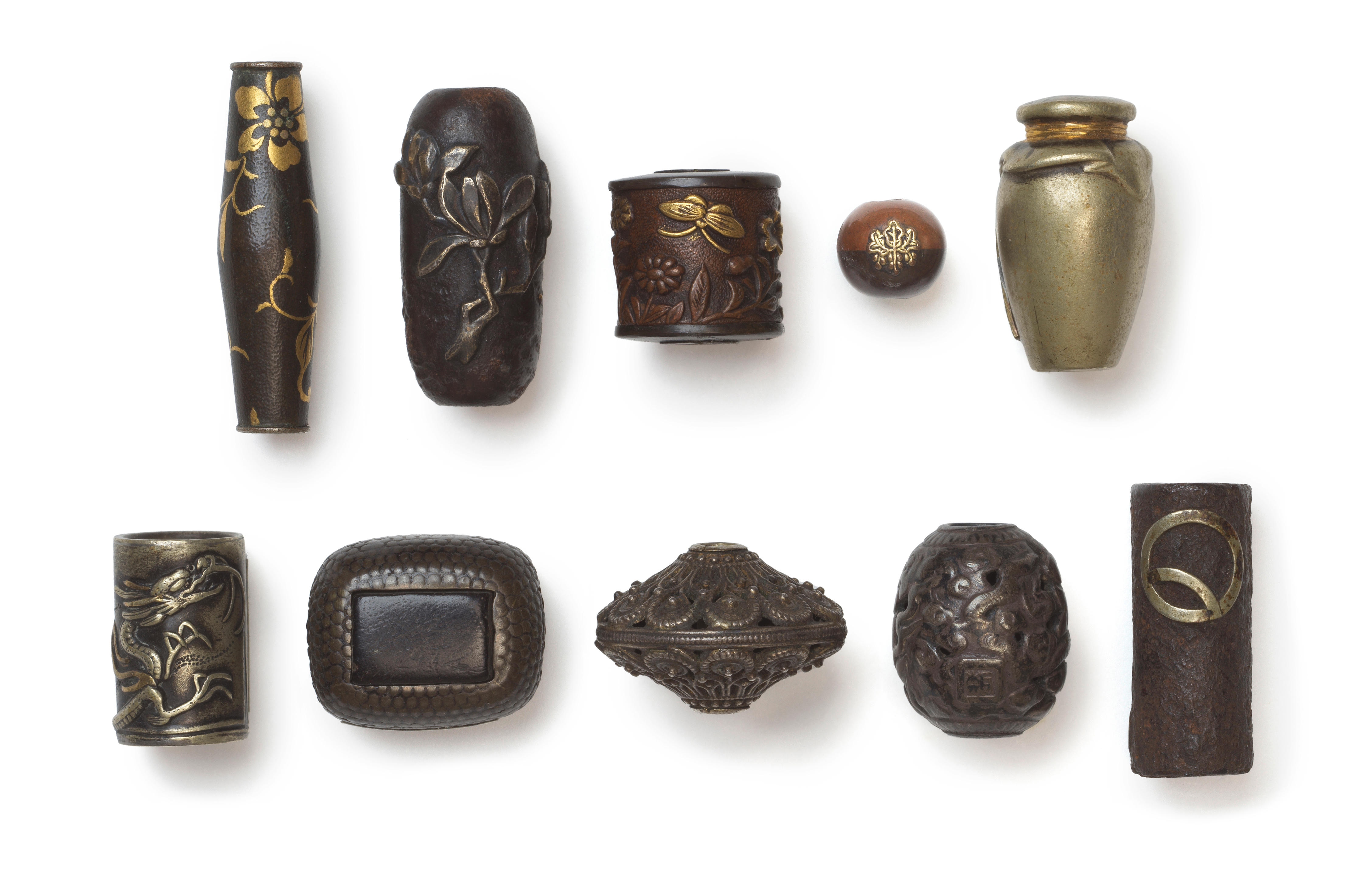 TEN ASSORTED METAL OJIME Meiji era 1868 1912 late 19th