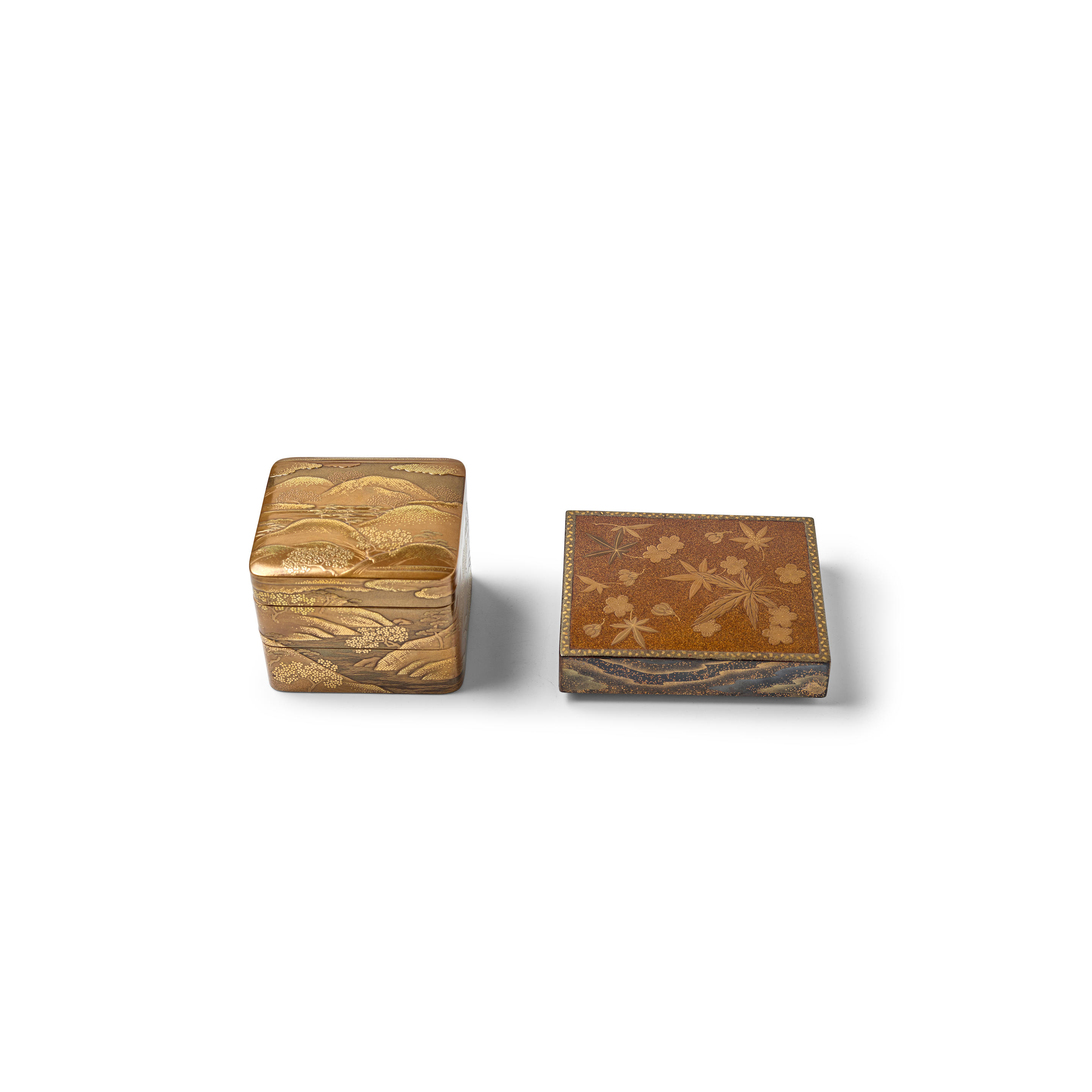 A MINIATURE LACQUER SUZURIBAKO BOX FOR WRITING UNTENSILS AND A