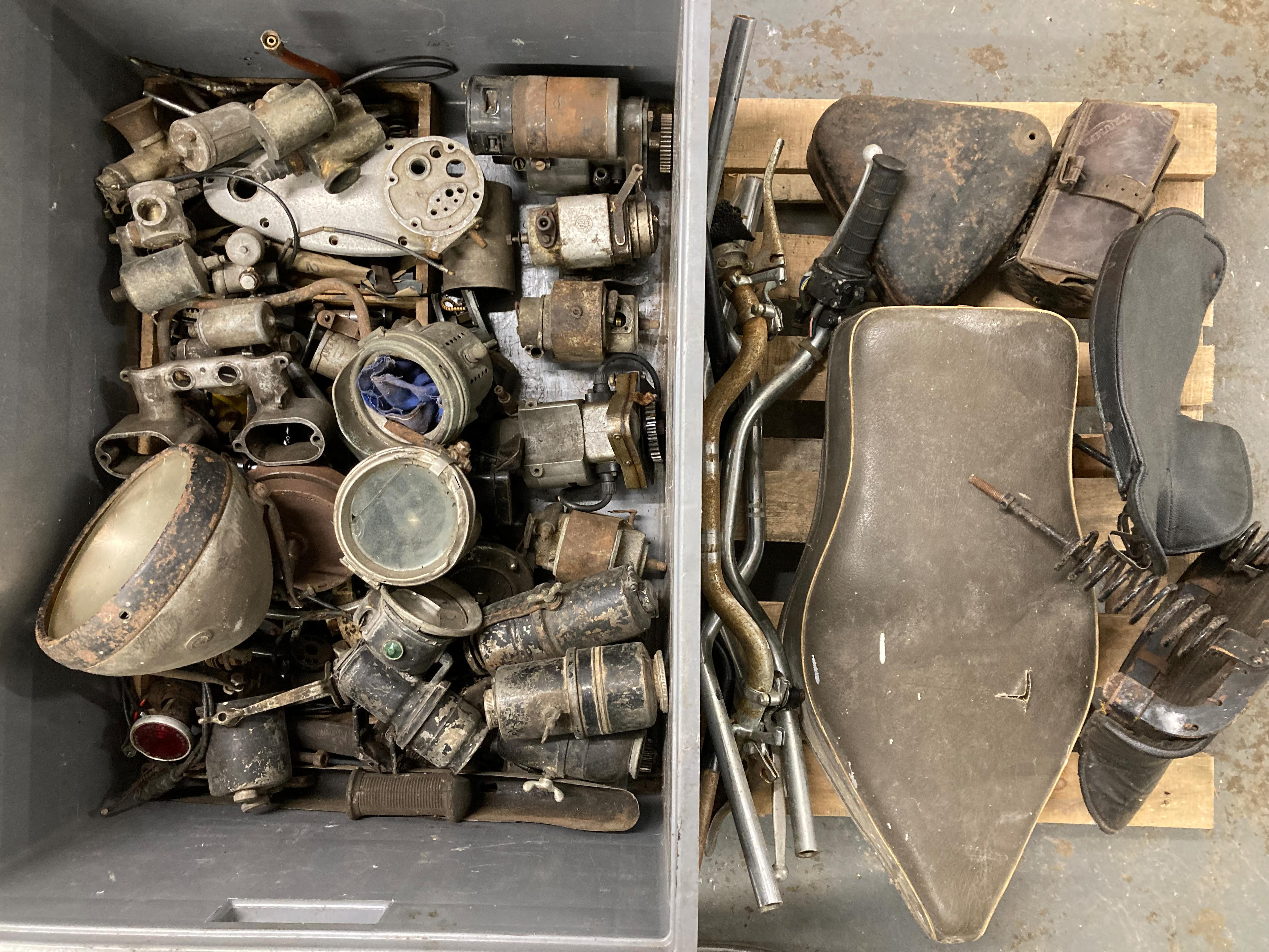 AN AUTOJUMBLERS LOT comprising magnetos dynamos carburettors acetylene lamps and