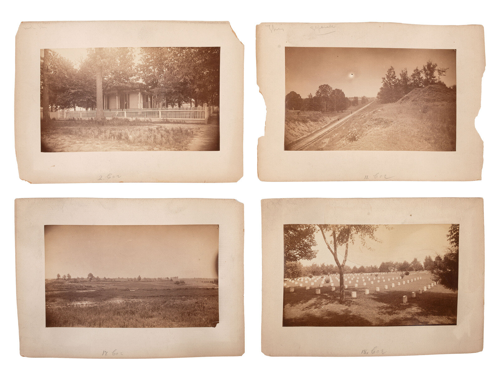CIVIL WAR 19 albumen photographs of various Civil War battlefields