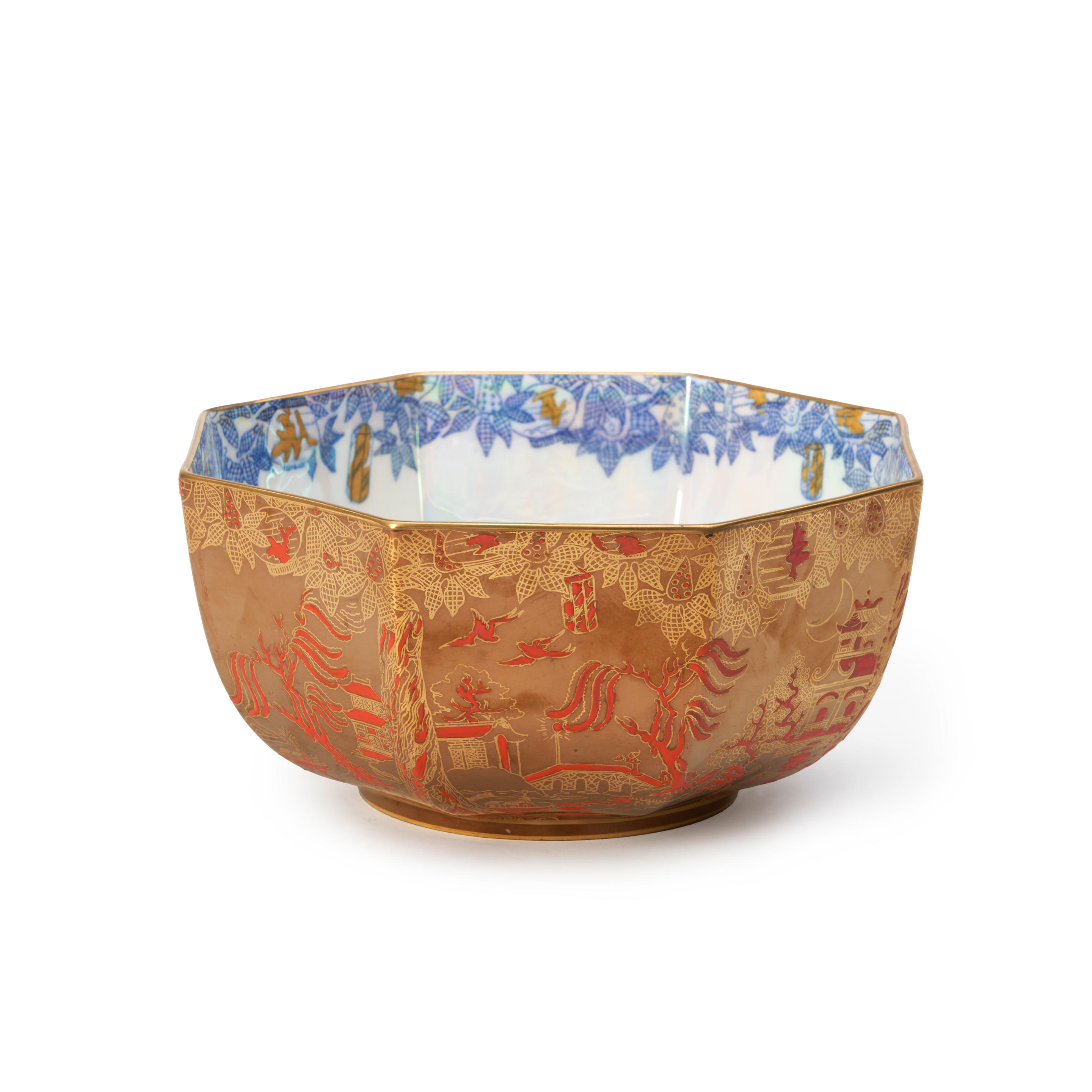 WEDGWOOD CORAL AND BRONZE LUSTRE BOWL England c 1925 Z5406