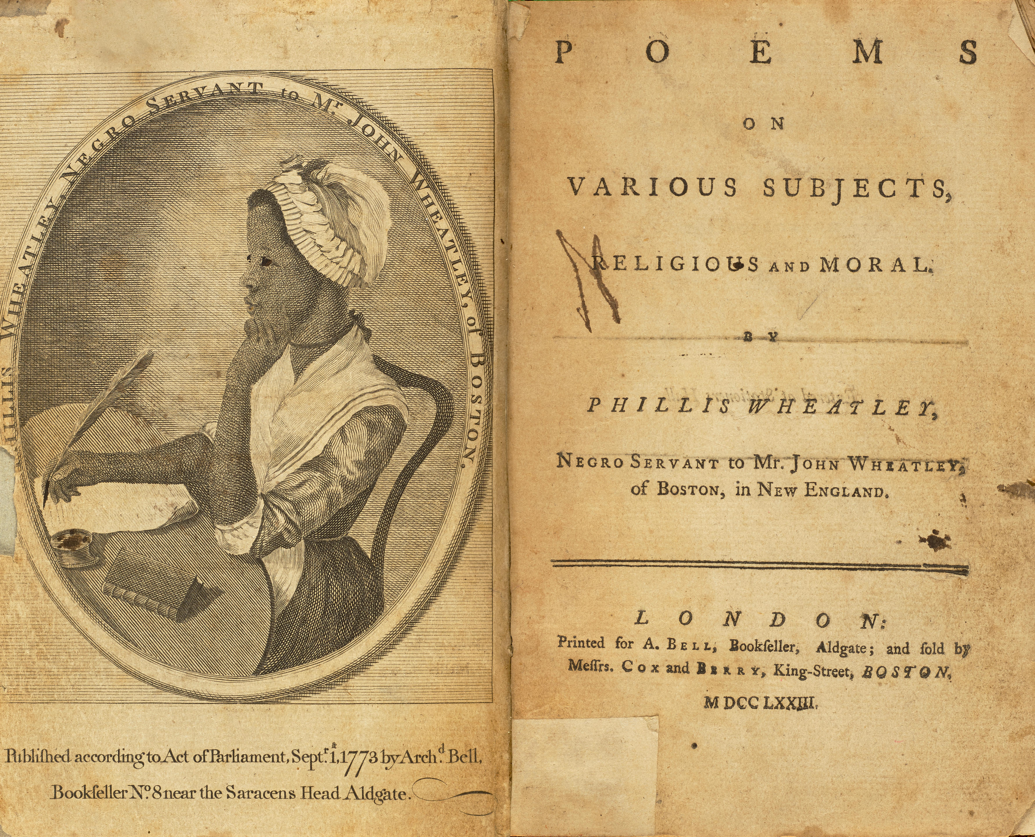 FIRST BOOK PUBLICATION OF AN AFRICAN AMERICAN WOMAN WHEATLEY PHILLIS