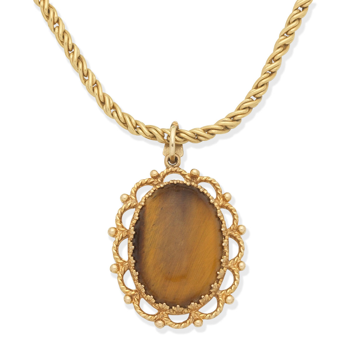 TIGER S EYE PENDANT NECKLACE The oval tiger s eye