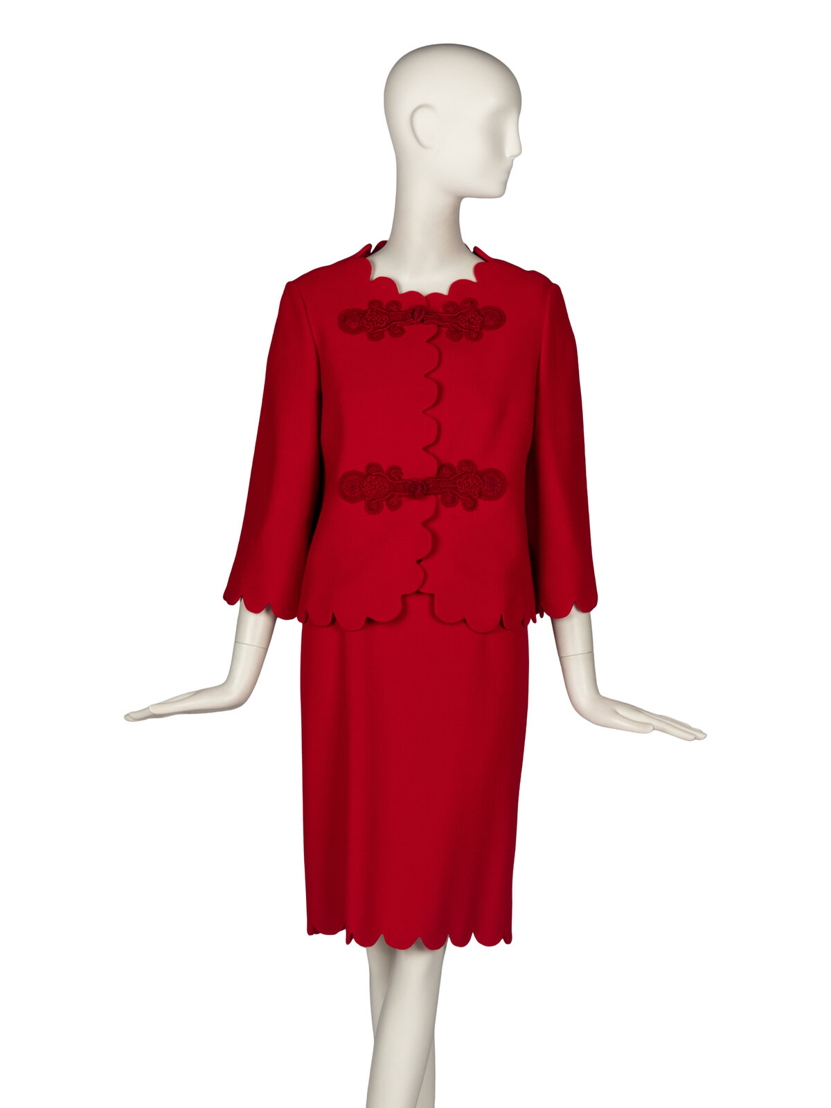Andrew Gn Dress and Jacket With Belt THE FIRST Scalloped