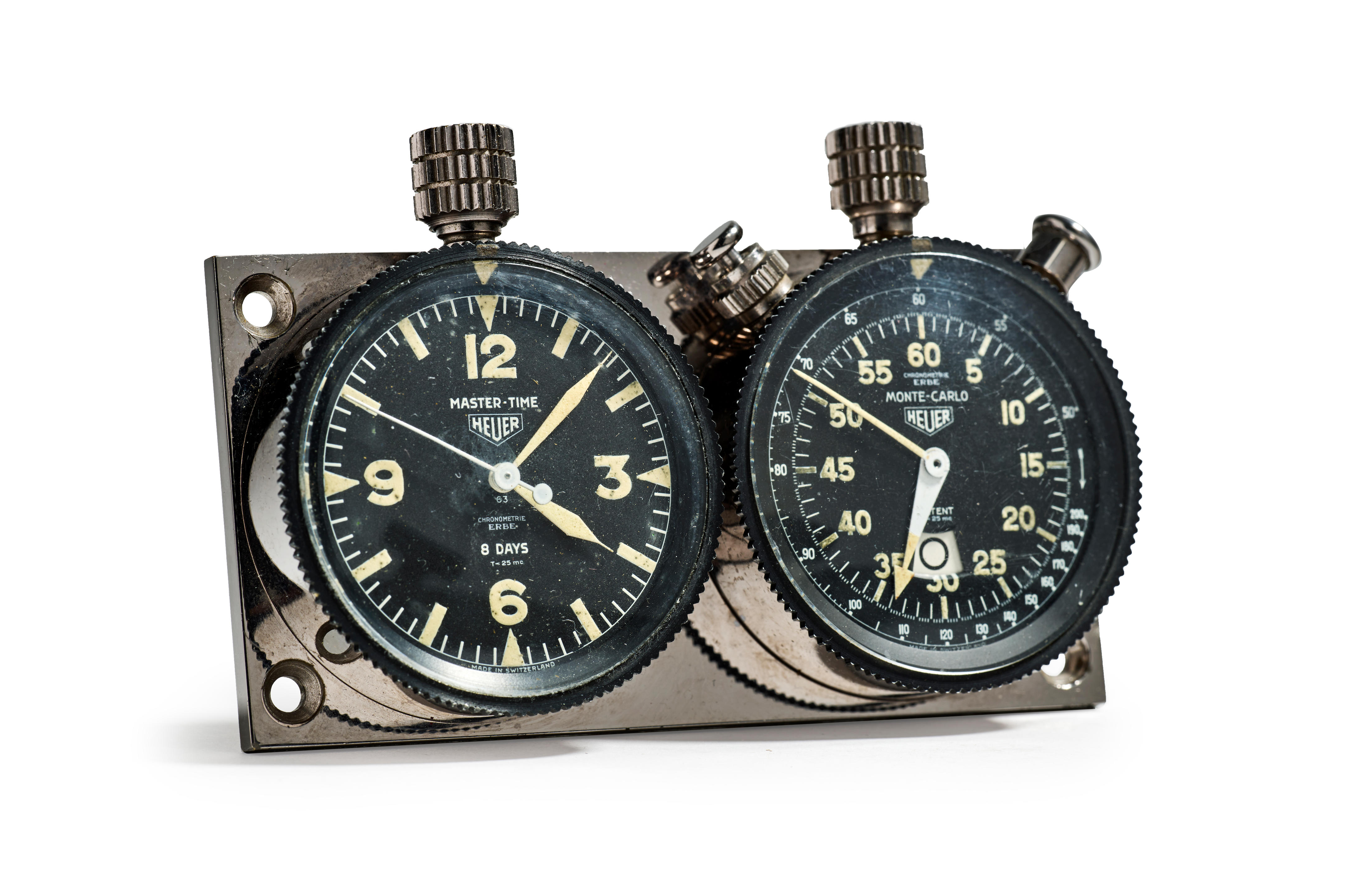 HEUER PAIR OF STOPWATCHES Heuer Paire de chronom tres Paire