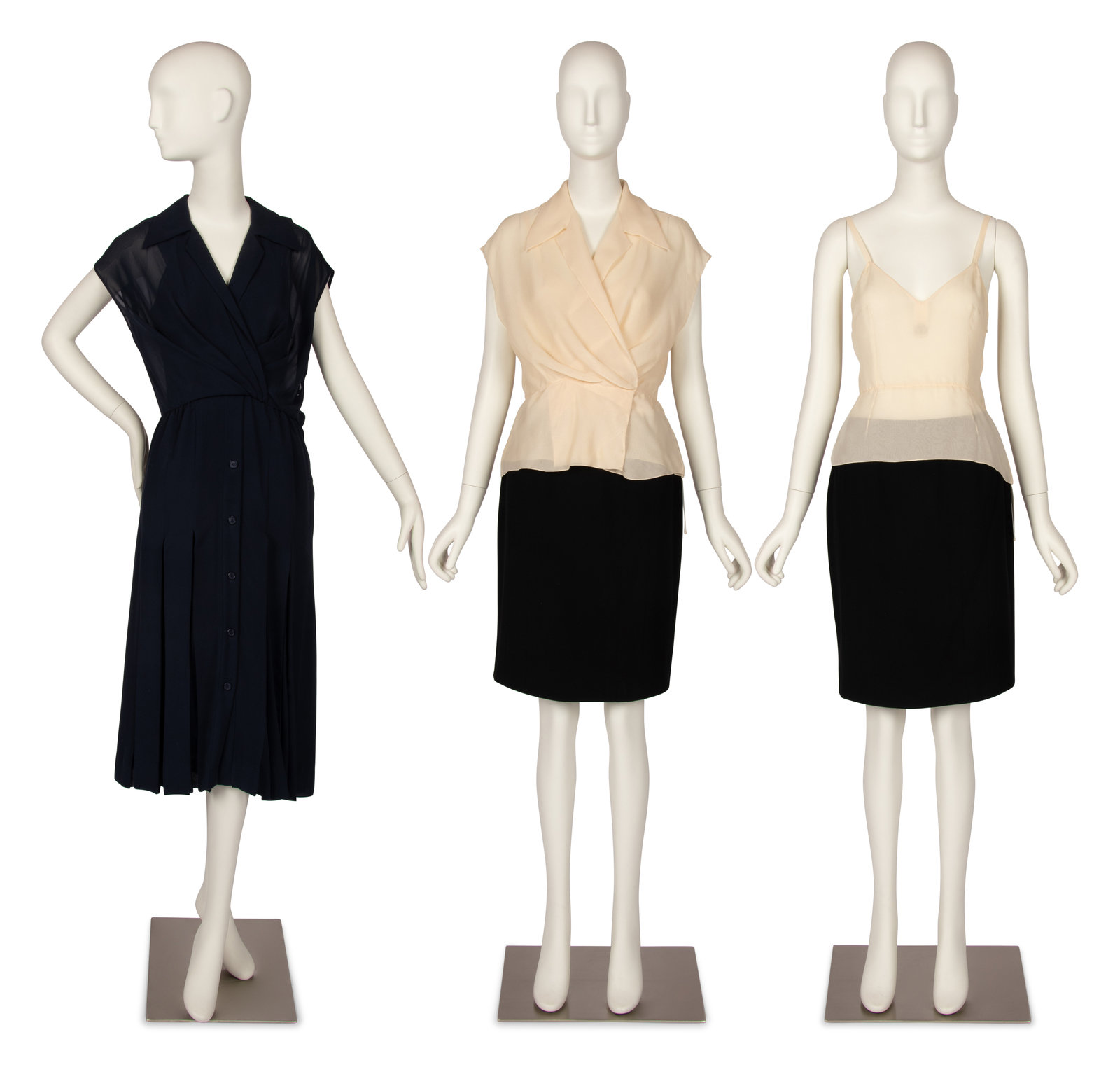 Two Unlabeled Pieces Attributed to Haute Couture Top and Dress