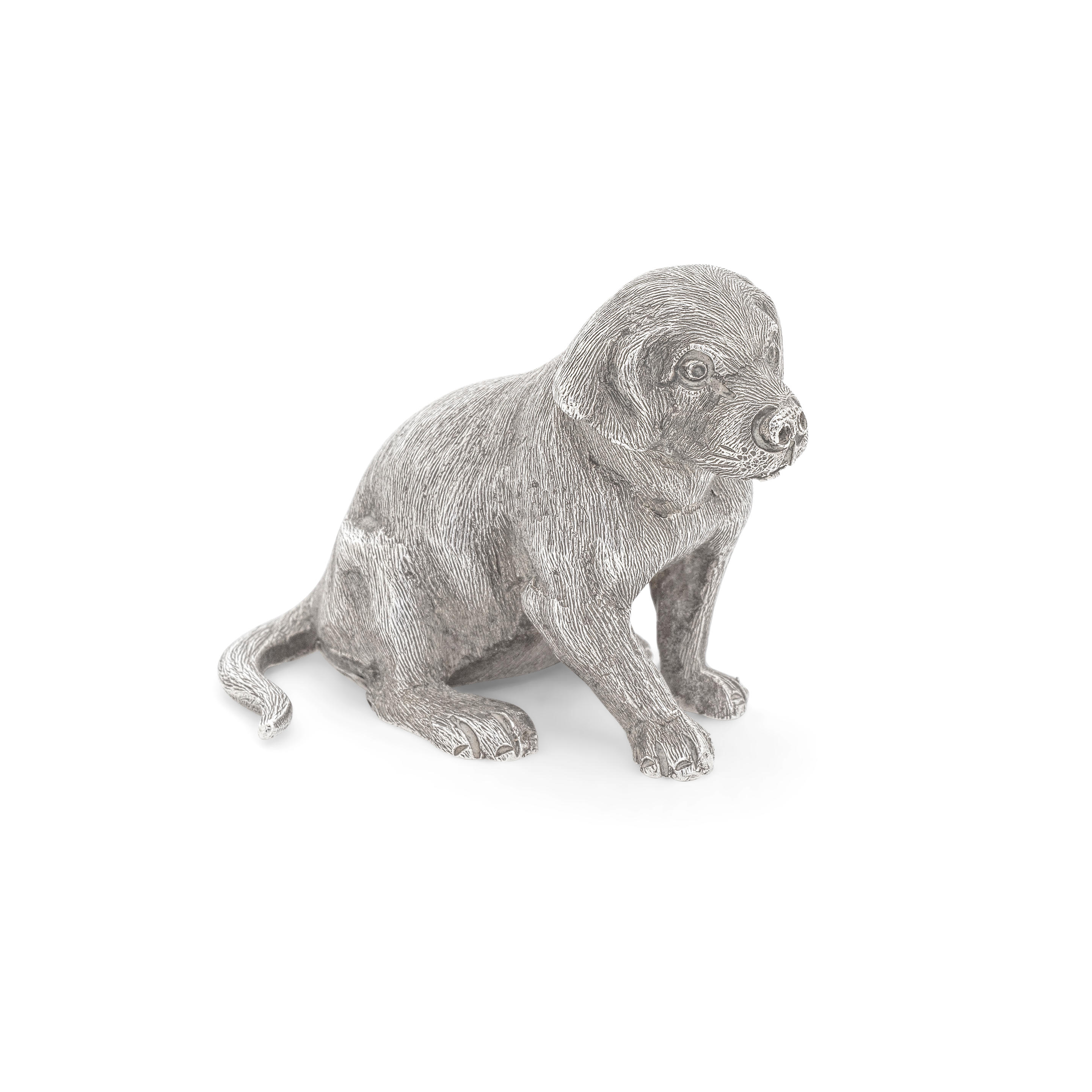 A VICTORIAN NOVELTY SILVER PUPPY PEPPER SHAKER Saunders Shepherd London