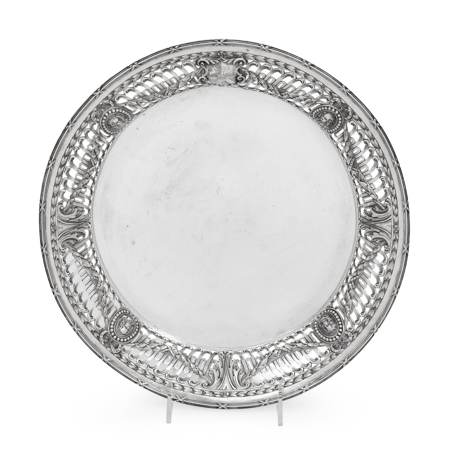 A Continental Silver Dish Likely German 19th Century the reticulated