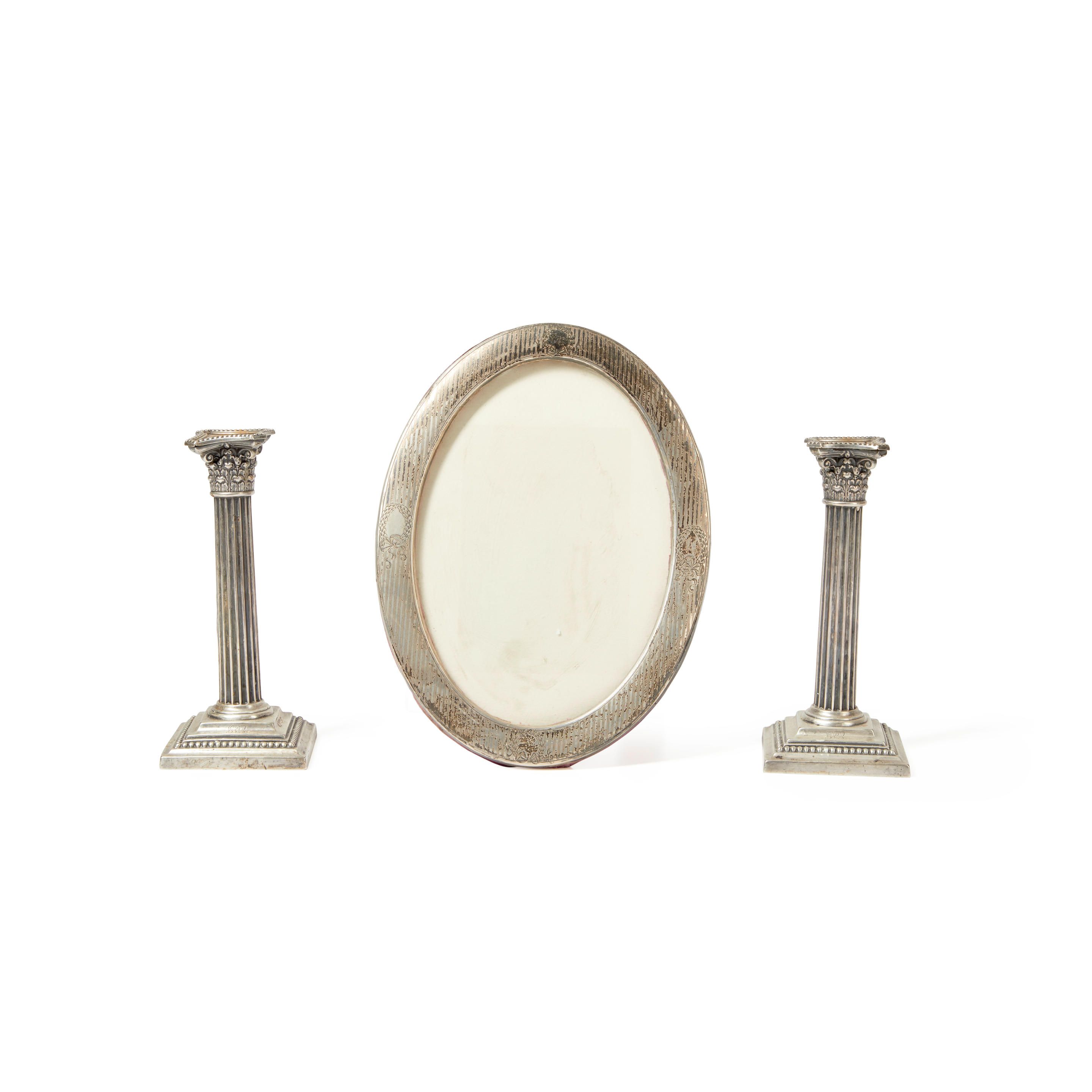 THREE PIECES OF SILVER TABLEWARE a pair of Gorham sterling