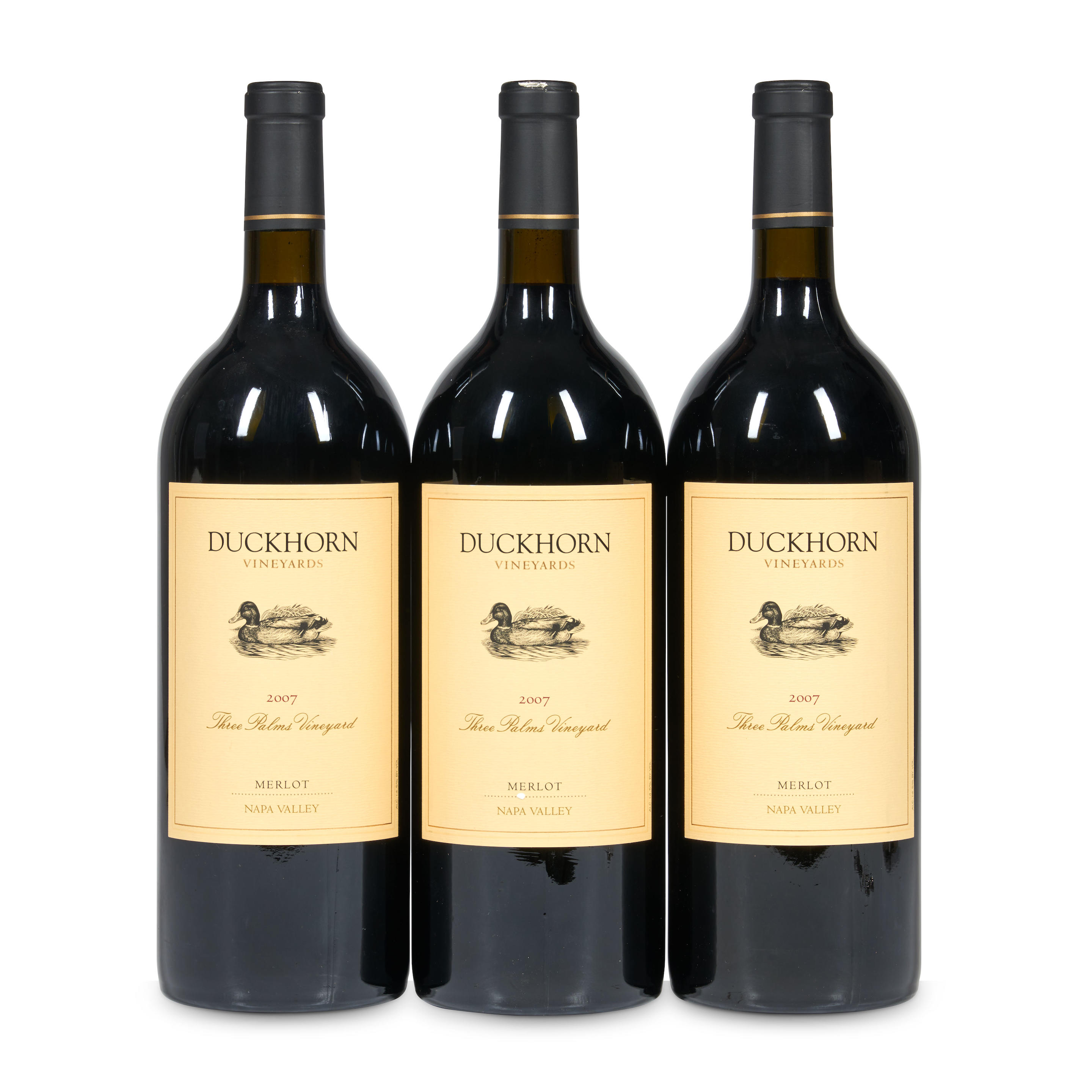 DUCKHORN CABERNET SAUVIGNON THREE PALMS MERLOT 2007 3 MAGNUMS Duckhorn