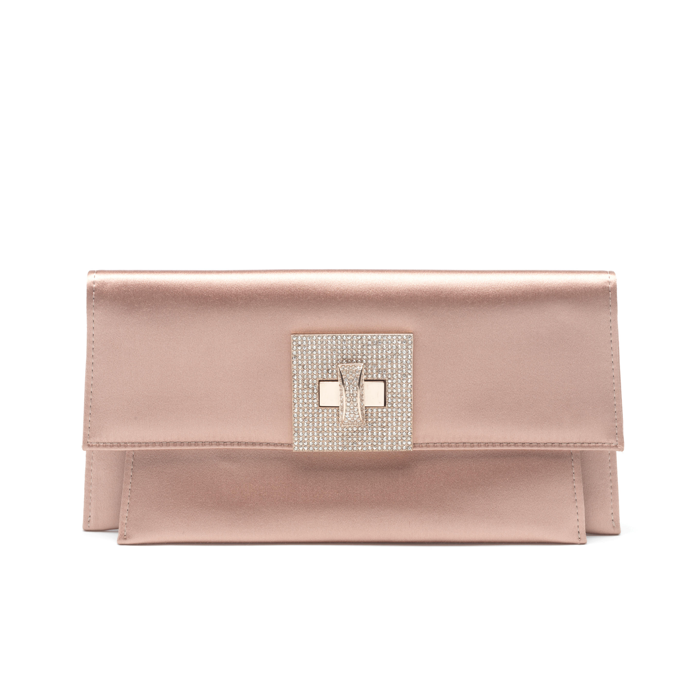 VALENTINO GARAVANI A PEACH SILK CLUTCH BAG Crystal embellished gilt