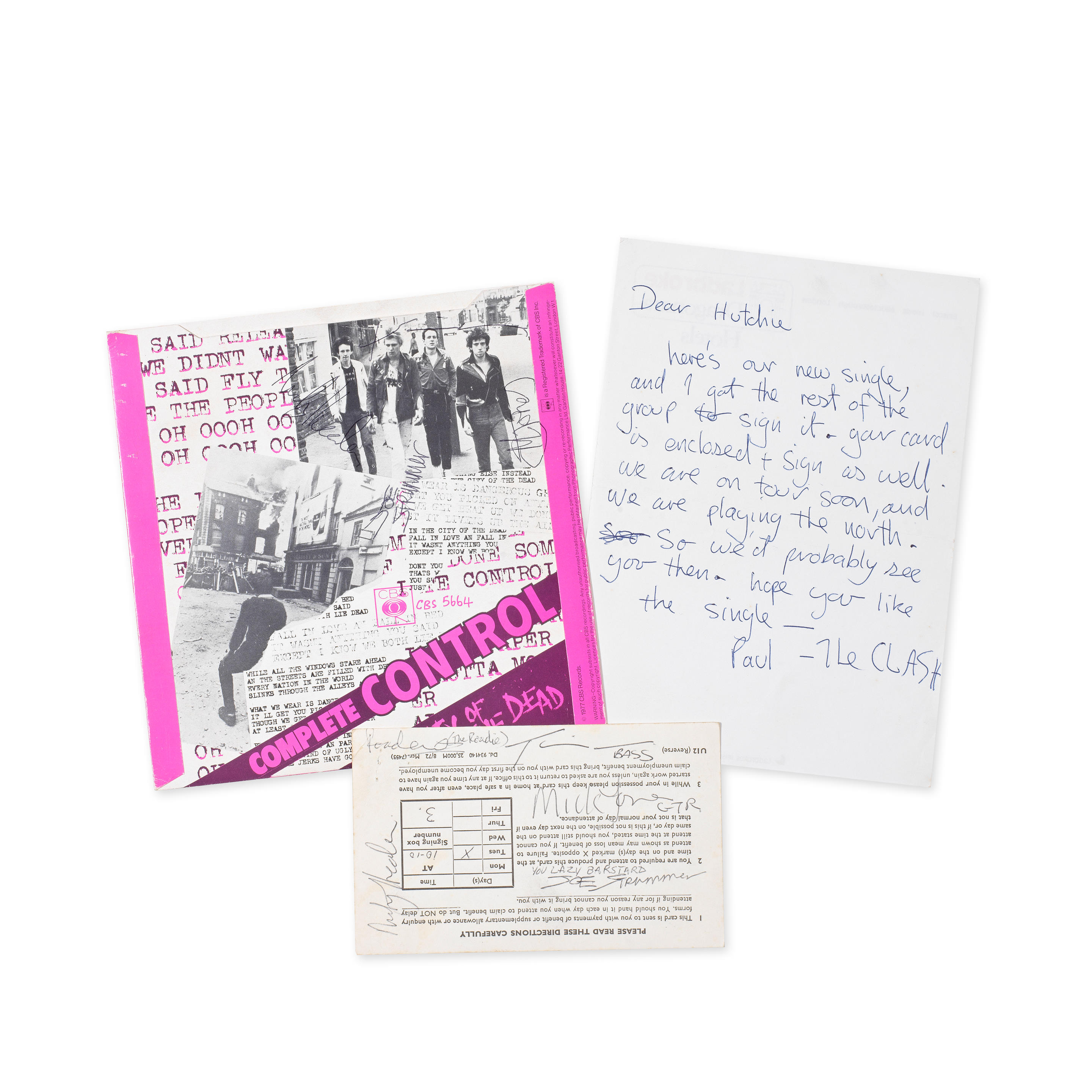 THE CLASH AN AUTOGRAPHED PROMO PRESSING OF THE SINGLE COMPLETE
