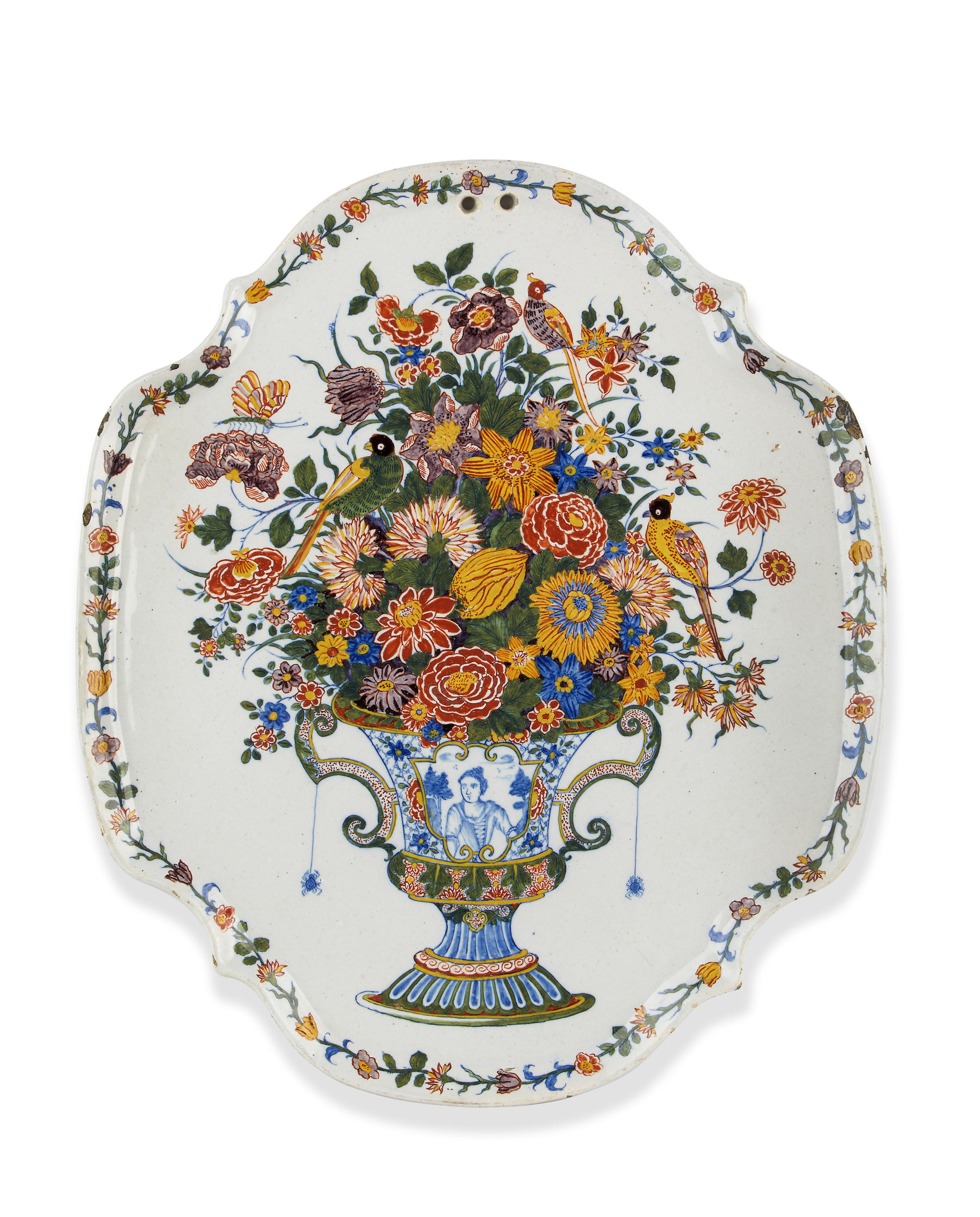AN OVAL DUTCH DELFT PLAQUE CIRCA 1730 50 Painted with