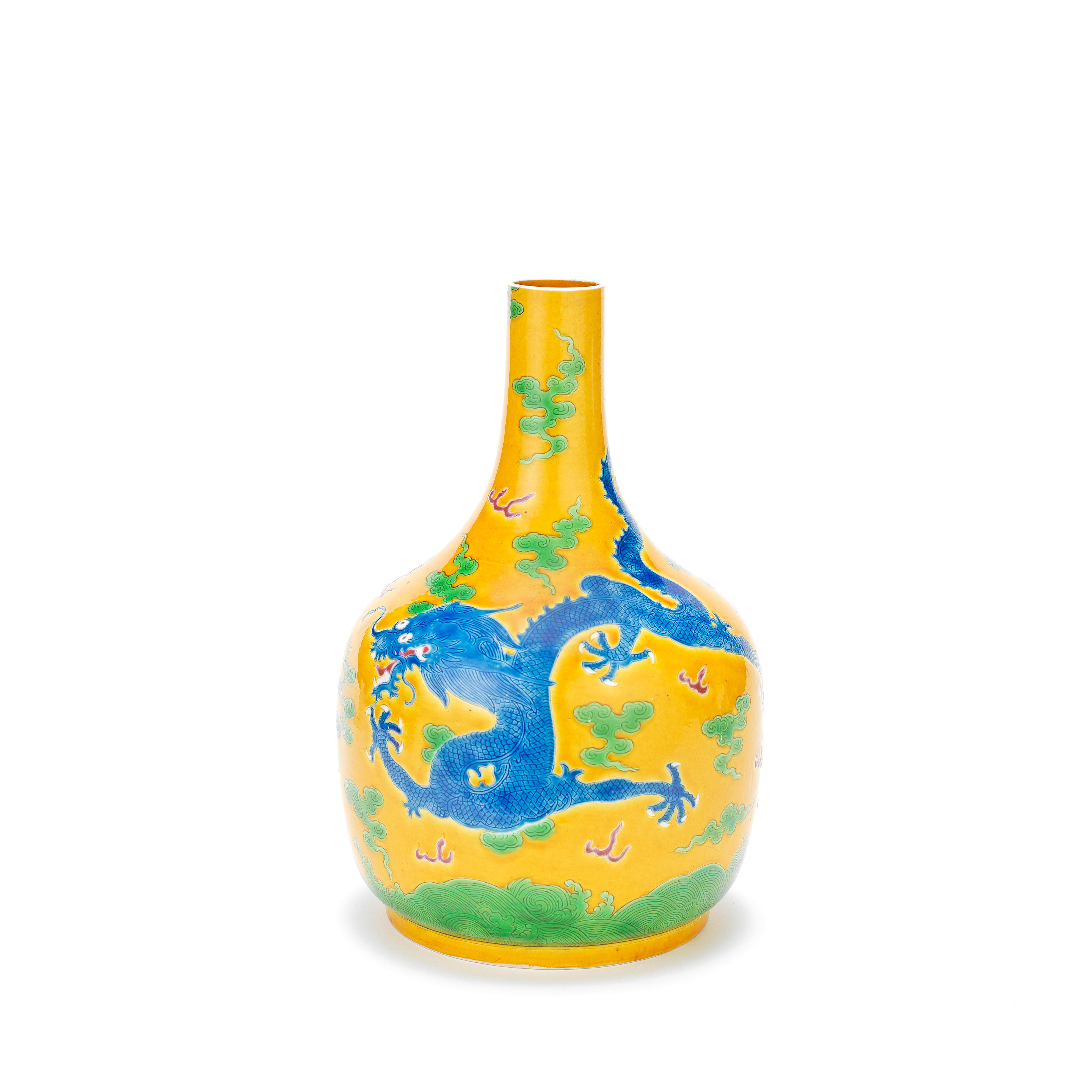 A YELLOW GROUND DRAGON VASE Guangxu Of pear shaped form