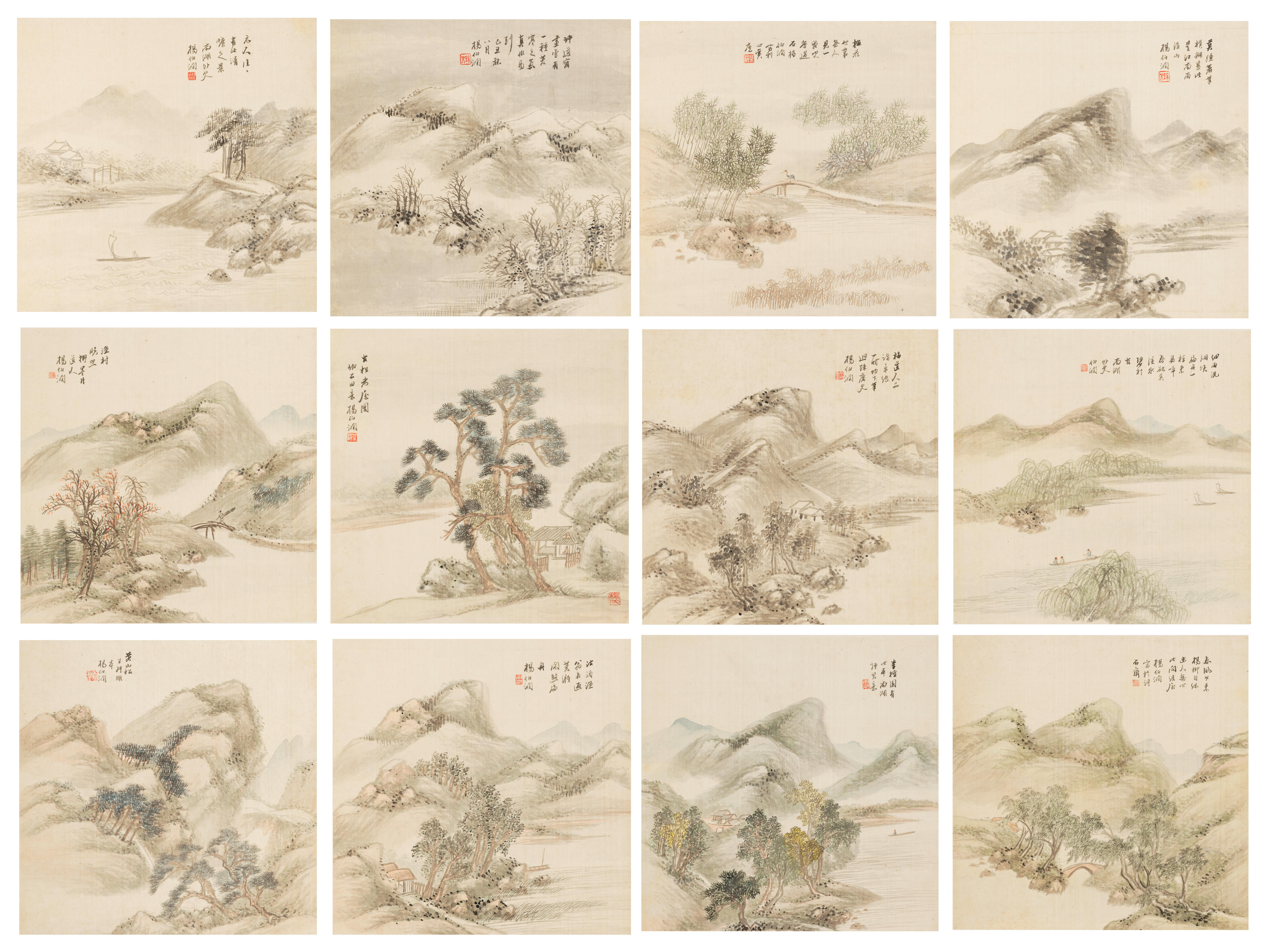 YANG BORUN 1837 1911 Landscapes after Old Masters 1889 Album