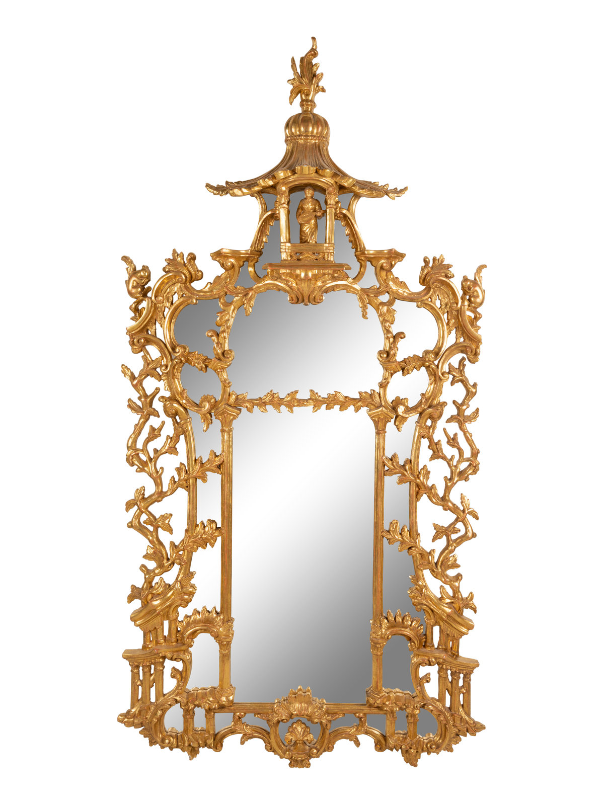 A Chinese Chippendale Style Giltwood Mirror 20th Century Height 75