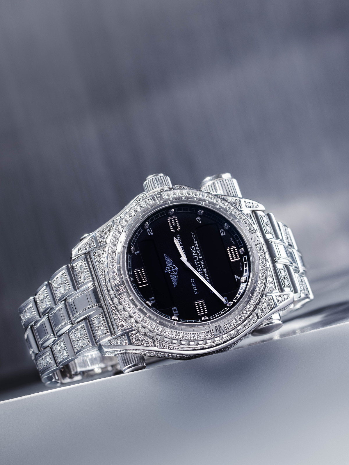 A RARE BREITLING REF J56321 18K WHITE GOLD AND DIAMOND