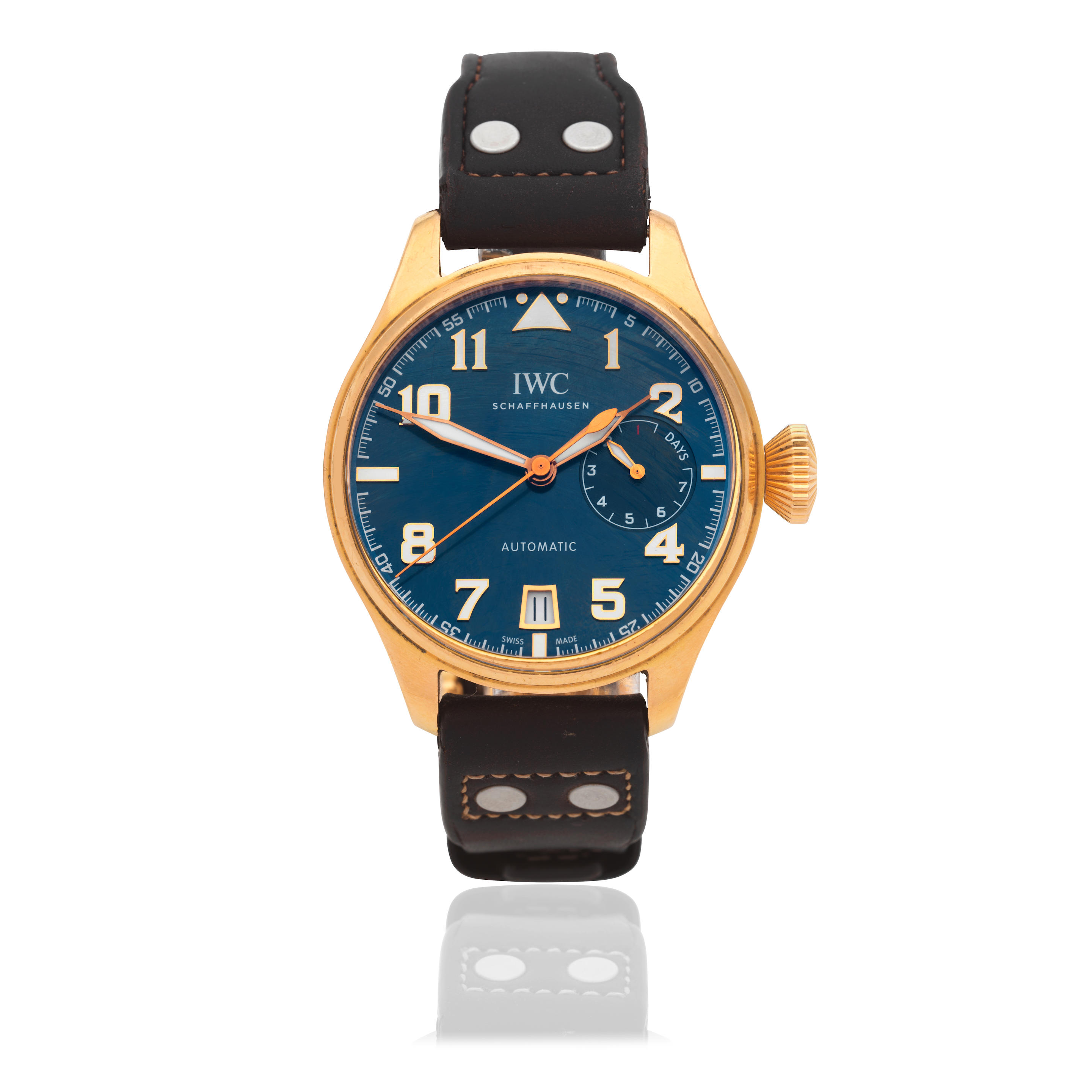 IWC A LIMITED EDITION 18K ROSE GOLD AUTOMATIC CALENDAR WRISTWATCH