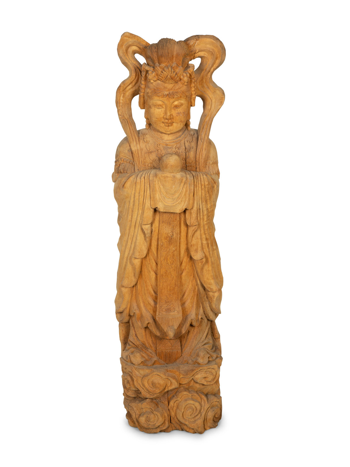 A Carved Wood Figure of Guanyin 20th Century Height 41