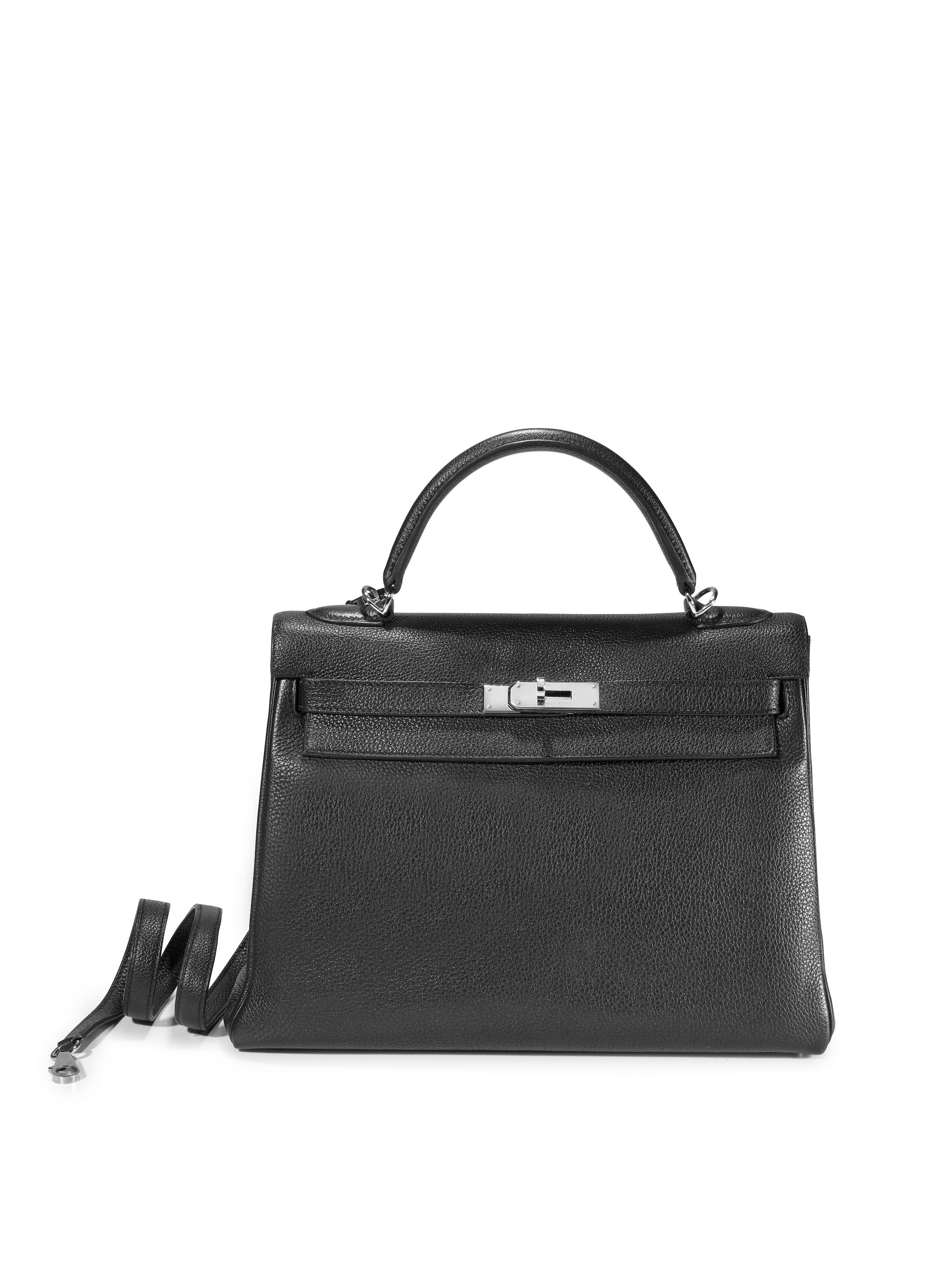 HERM S BLACK TOGO KELLY 32CM LEATHER WITH PALLADIUM HARDWARE